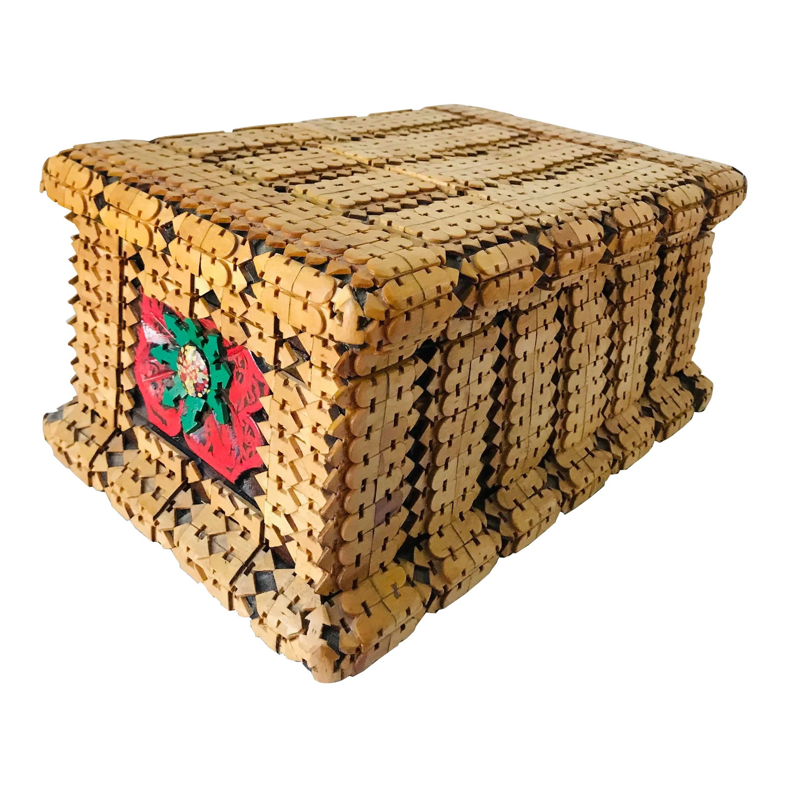 Vintage Outsider / Tramp Art Carved Wood Box by Scott: We love this unique tramp art style box! Signed by Scott inside. Condition: Alterations: Original Condition Unaltered Imperfections: Some Imperfections Condition Notes: Some signs of wear/age and pill