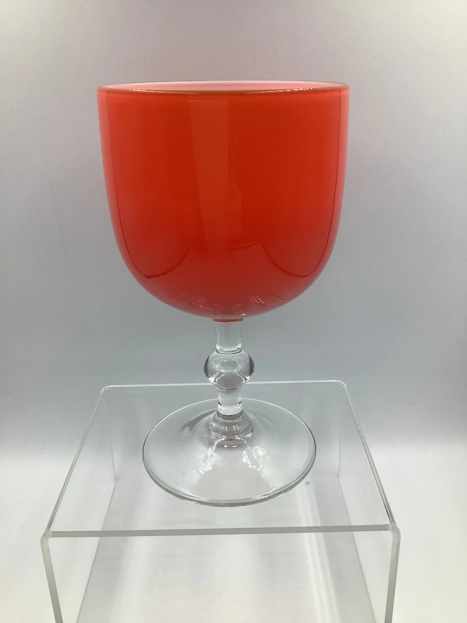 Rare Carlo Moretti Italy Orange Cased Glass Wine Glasses Goblets - Set of 6 - 4
