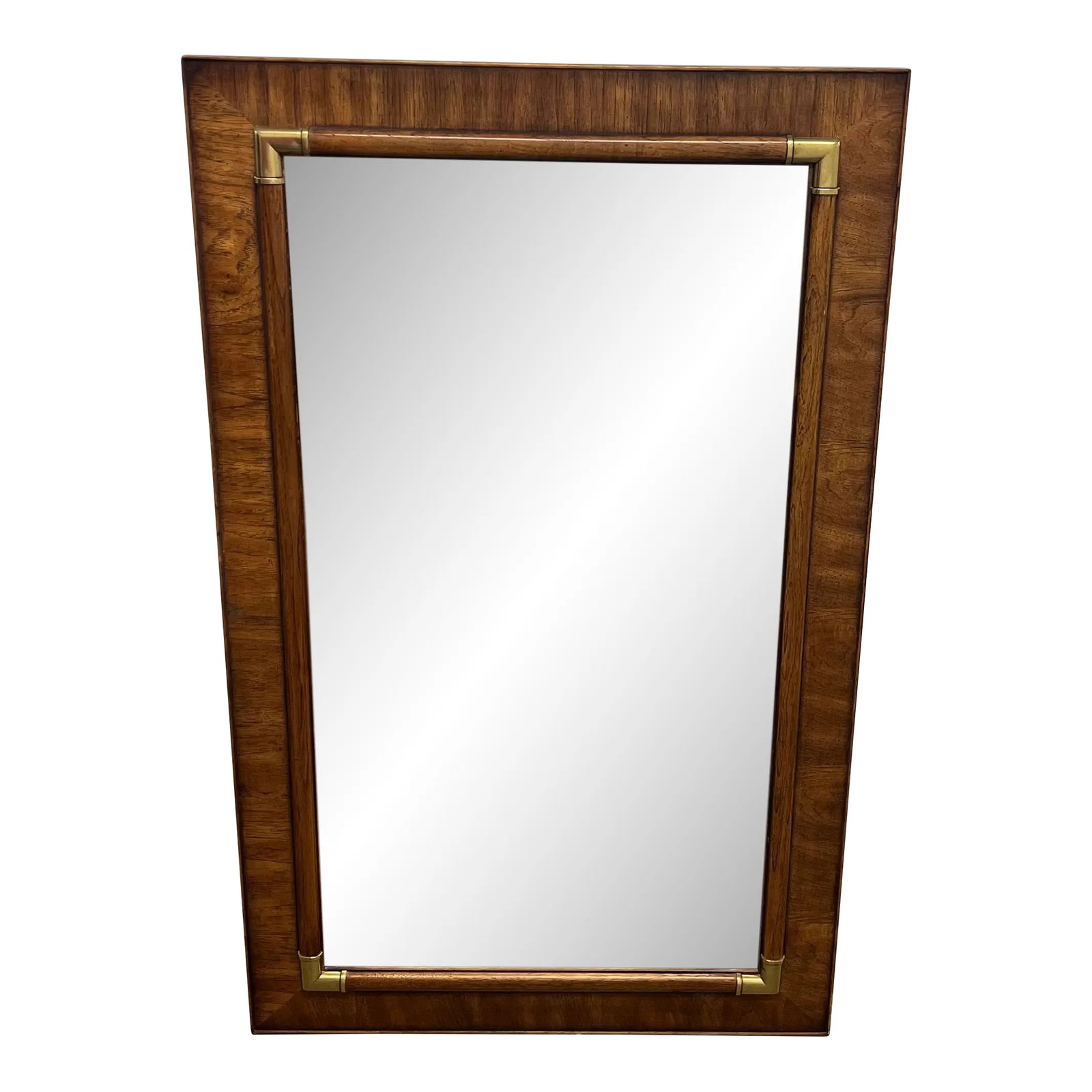 1970s Drexel Accolade Campaign Style Brass Accents Wall Mirror (1 of 7)