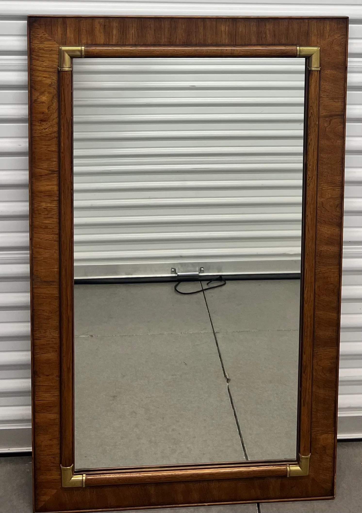 1970s Drexel Accolade Campaign Style Brass Accents Wall Mirror - 2