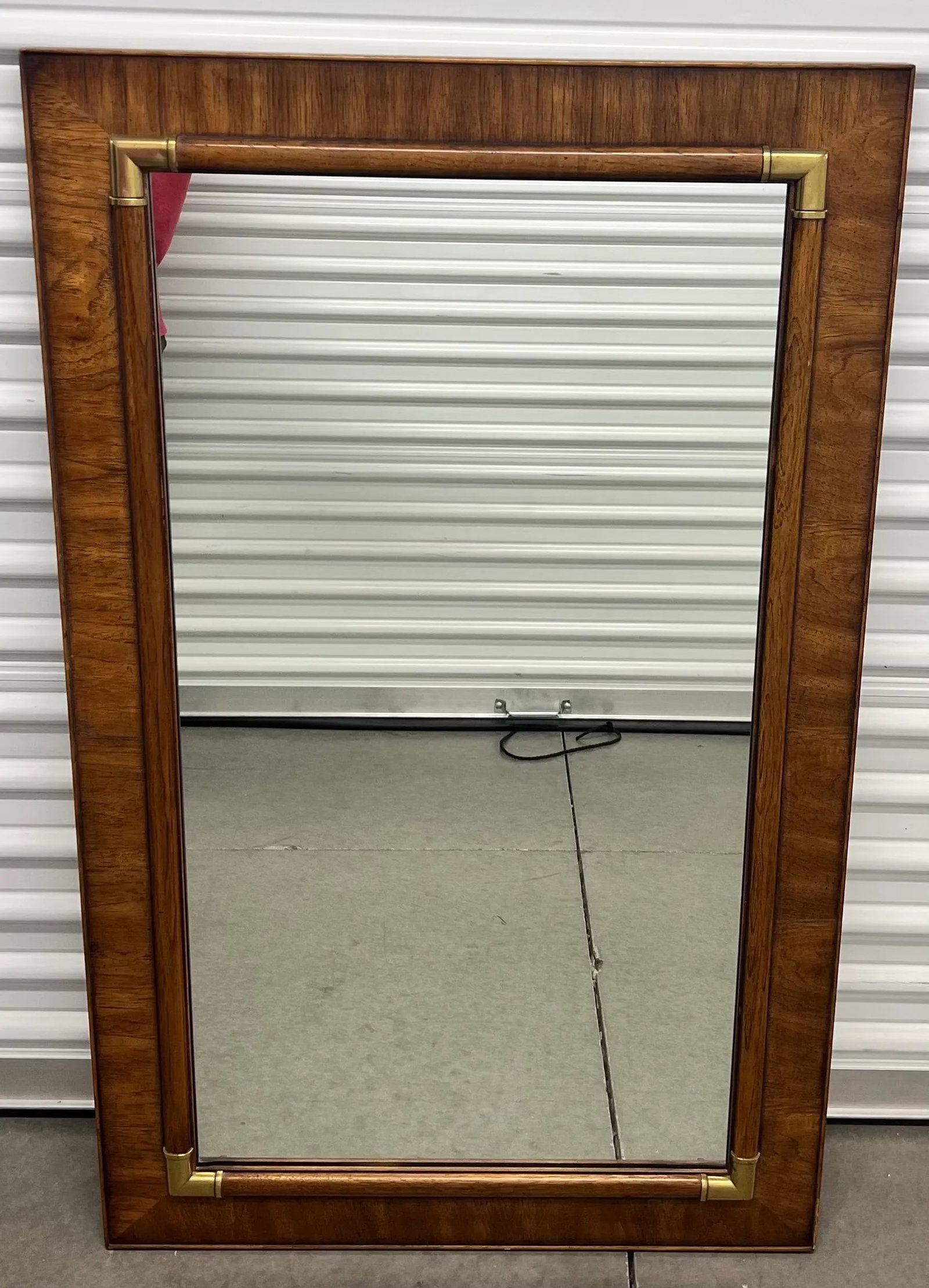 1970s Drexel Accolade Campaign Style Brass Accents Wall Mirror - 7