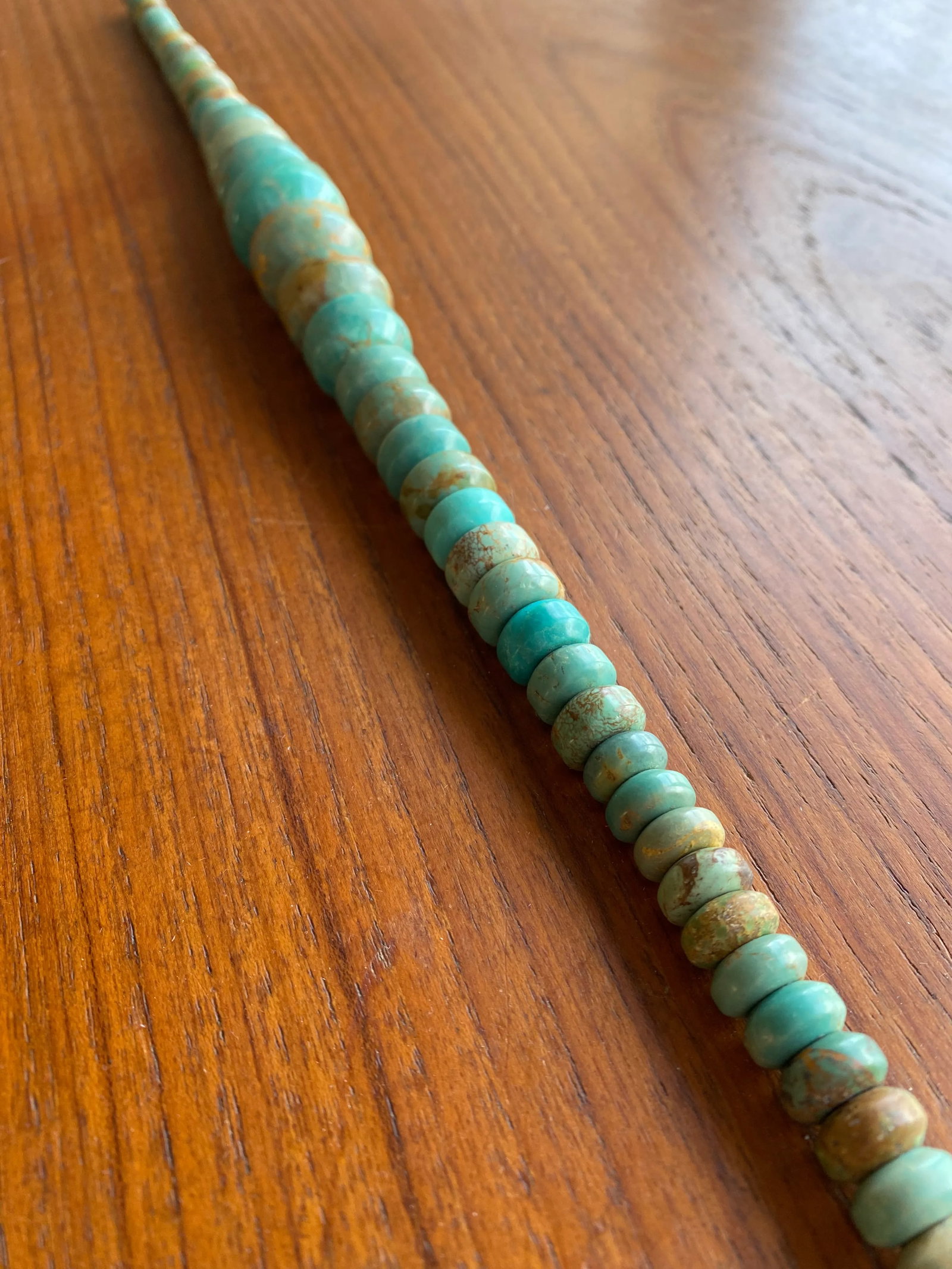 Modernist Graduated Turquoise + Sterling Silver Necklace - 10