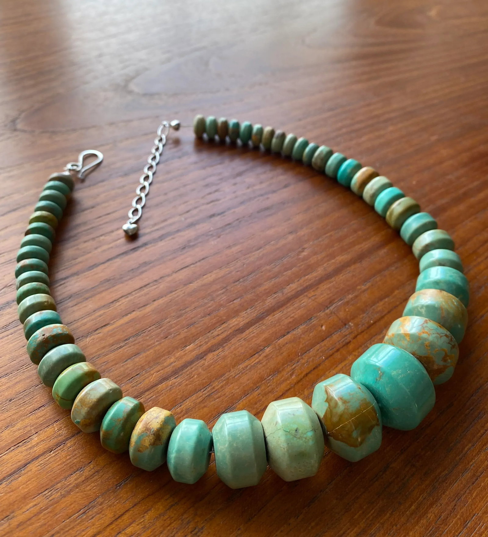 Modernist Graduated Turquoise + Sterling Silver Necklace - 3