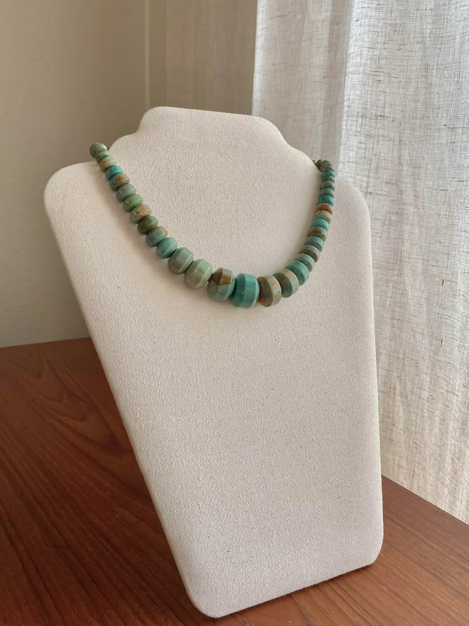 Modernist Graduated Turquoise + Sterling Silver Necklace - 5