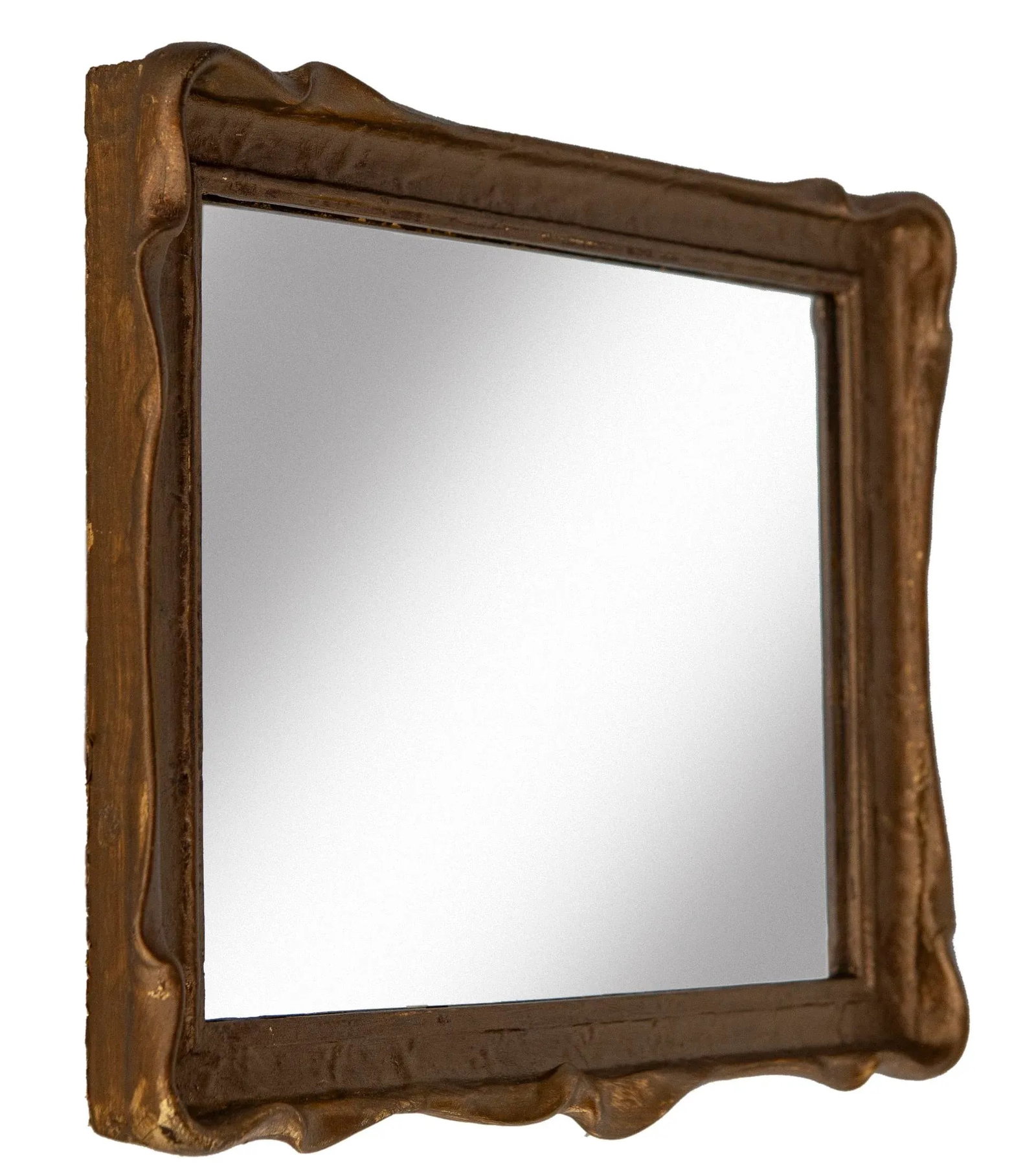 Early 20th Century Hand Crafted Miniature Gold Batwing Accent Mirror - 2