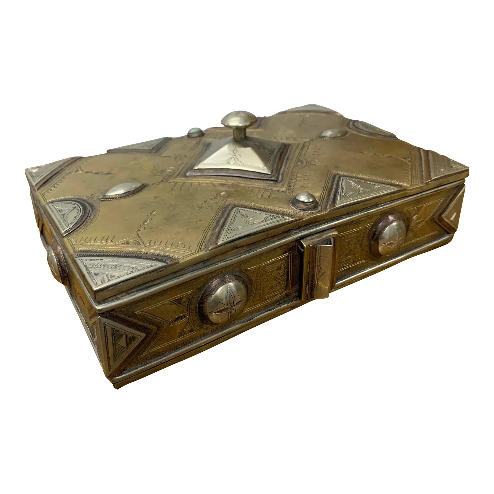 Antique Handmade & Hand-Tooled Metal Box From the Tuareg People of Mali: This is a beautiful handmade, hand tooled Metal box from the Tuareg people of Mali. The Tuareg are a Berber people with a traditionally nomadic Pastoral lifestyle. They are the principal inhabitants