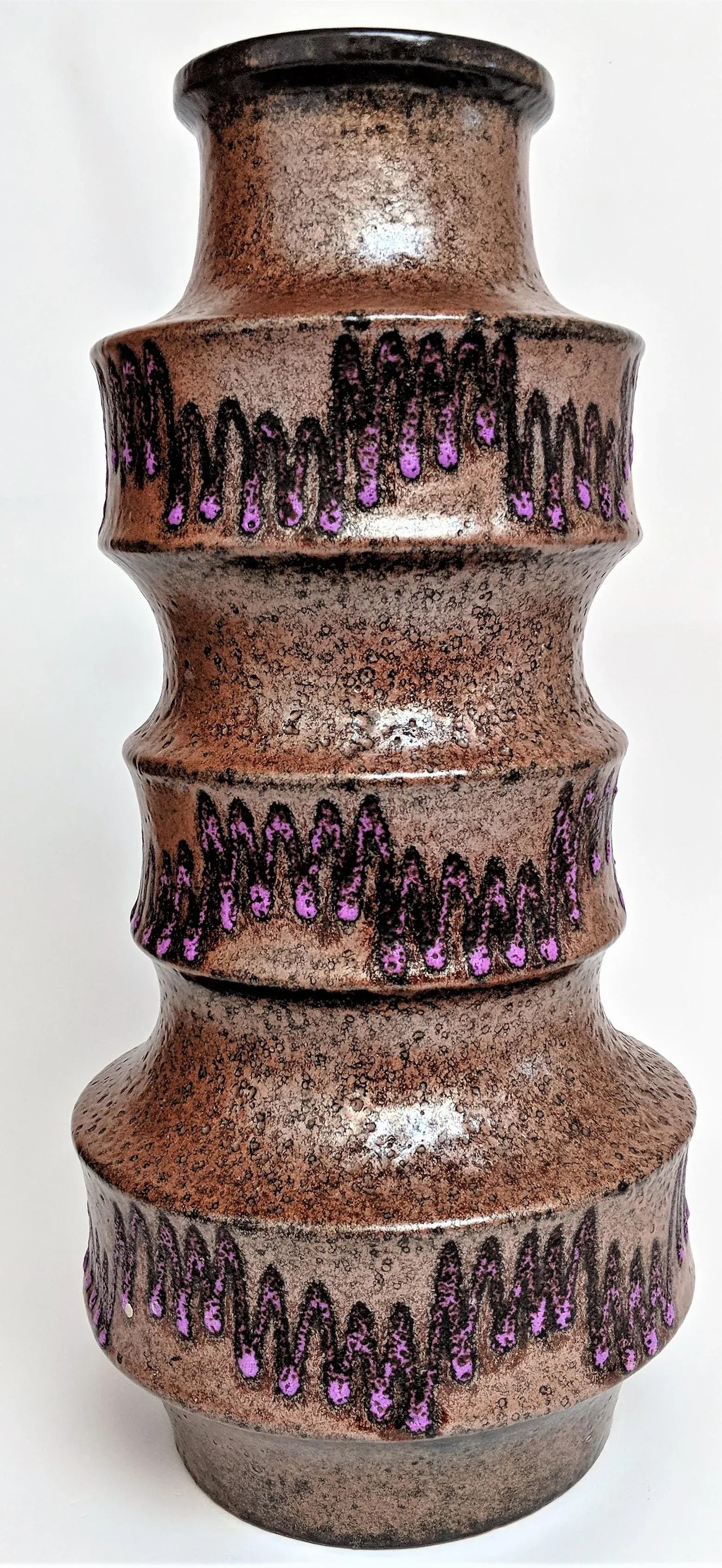 West Germany Ceramic Purple Lava Vase - 10