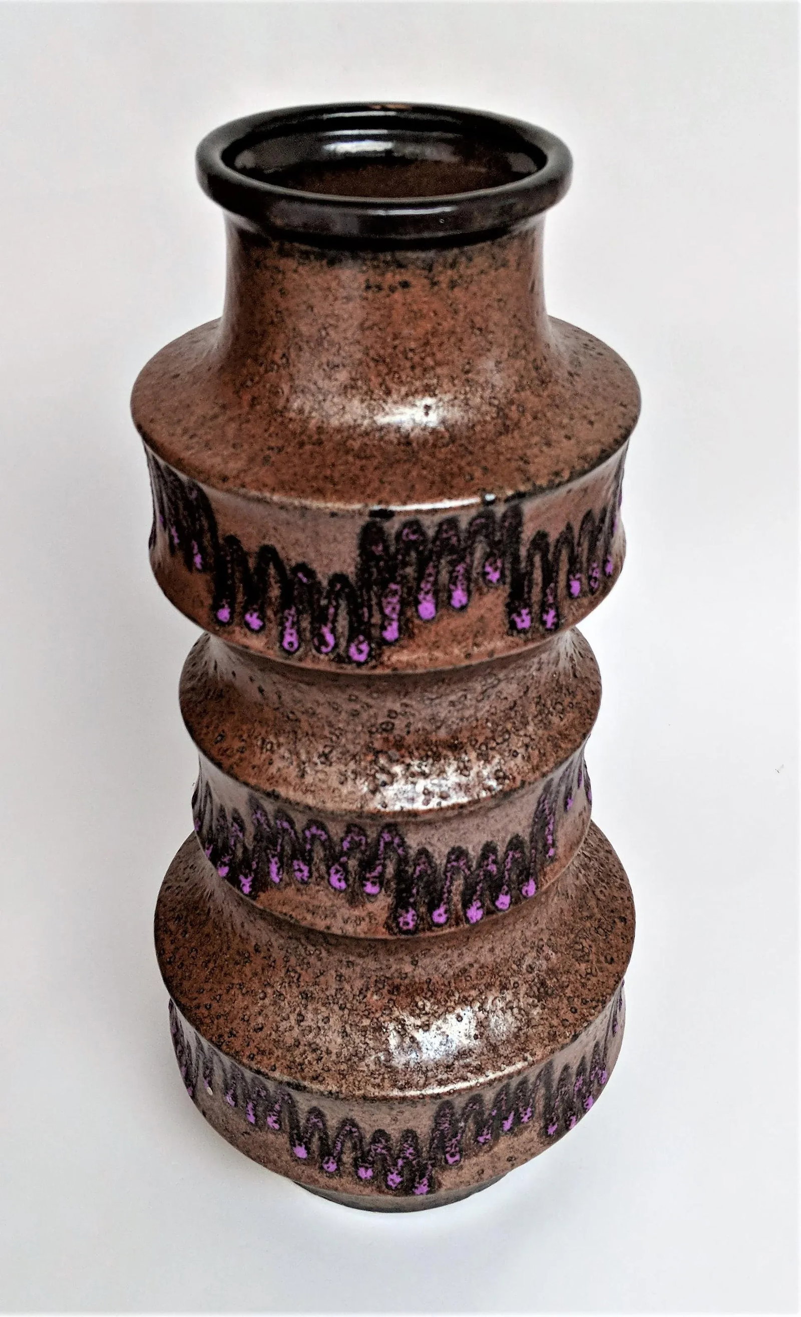 West Germany Ceramic Purple Lava Vase - 2