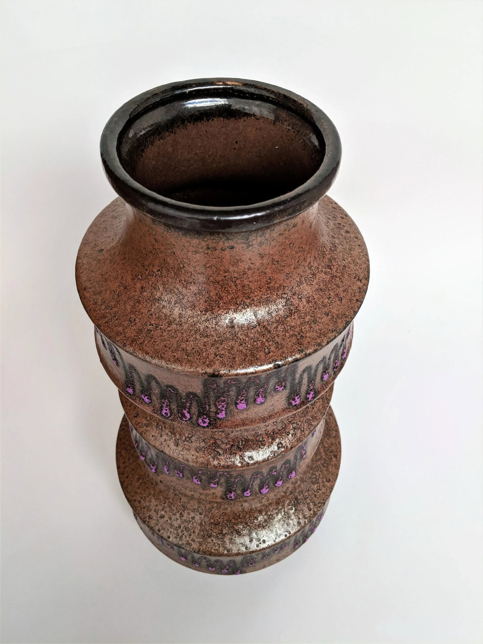 West Germany Ceramic Purple Lava Vase - 3