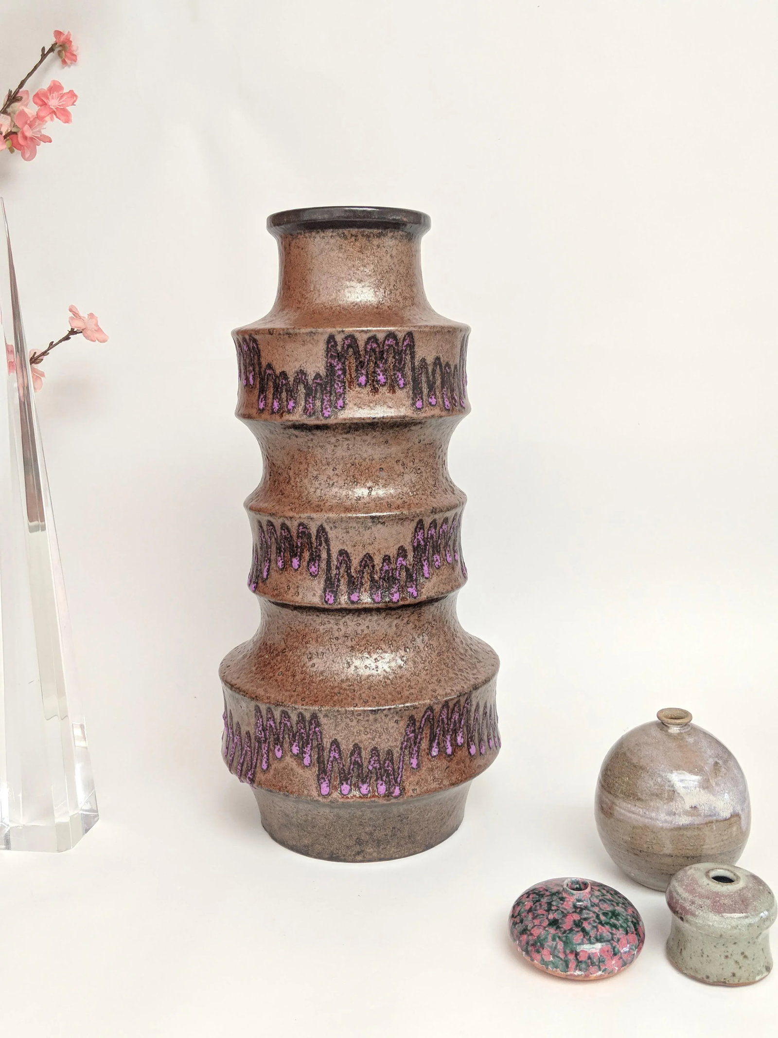 West Germany Ceramic Purple Lava Vase - 9