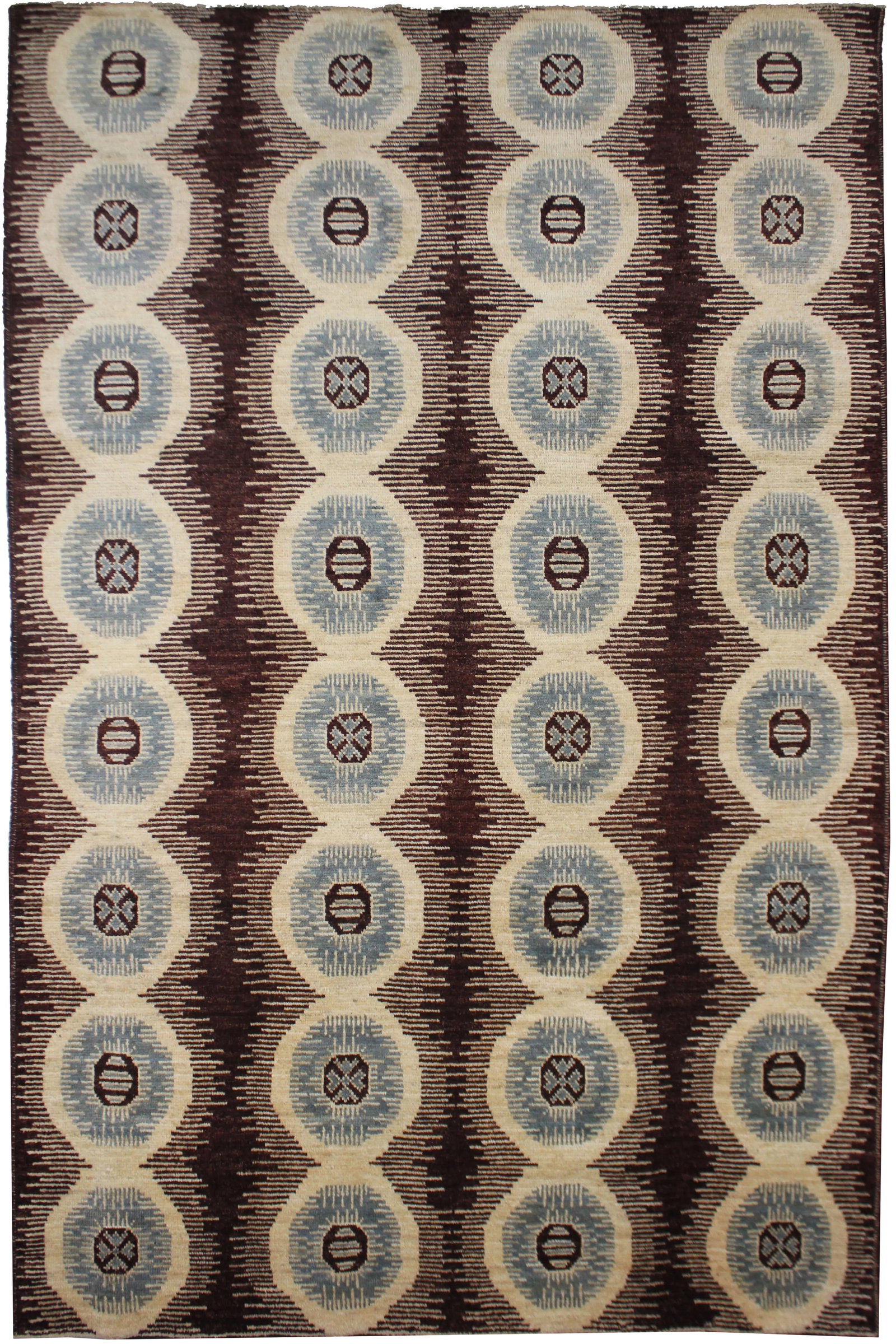 Contemporary Hand-Knotted Ikat Rug - 9'1'' * 12'5'': Beautiful handmade Ikat rug, by Aara Rugs. It's a brand new rug with very modern design and colors, dyed with all natural dyes made from vegetable pigments. This extremely gorgeous rug is an
