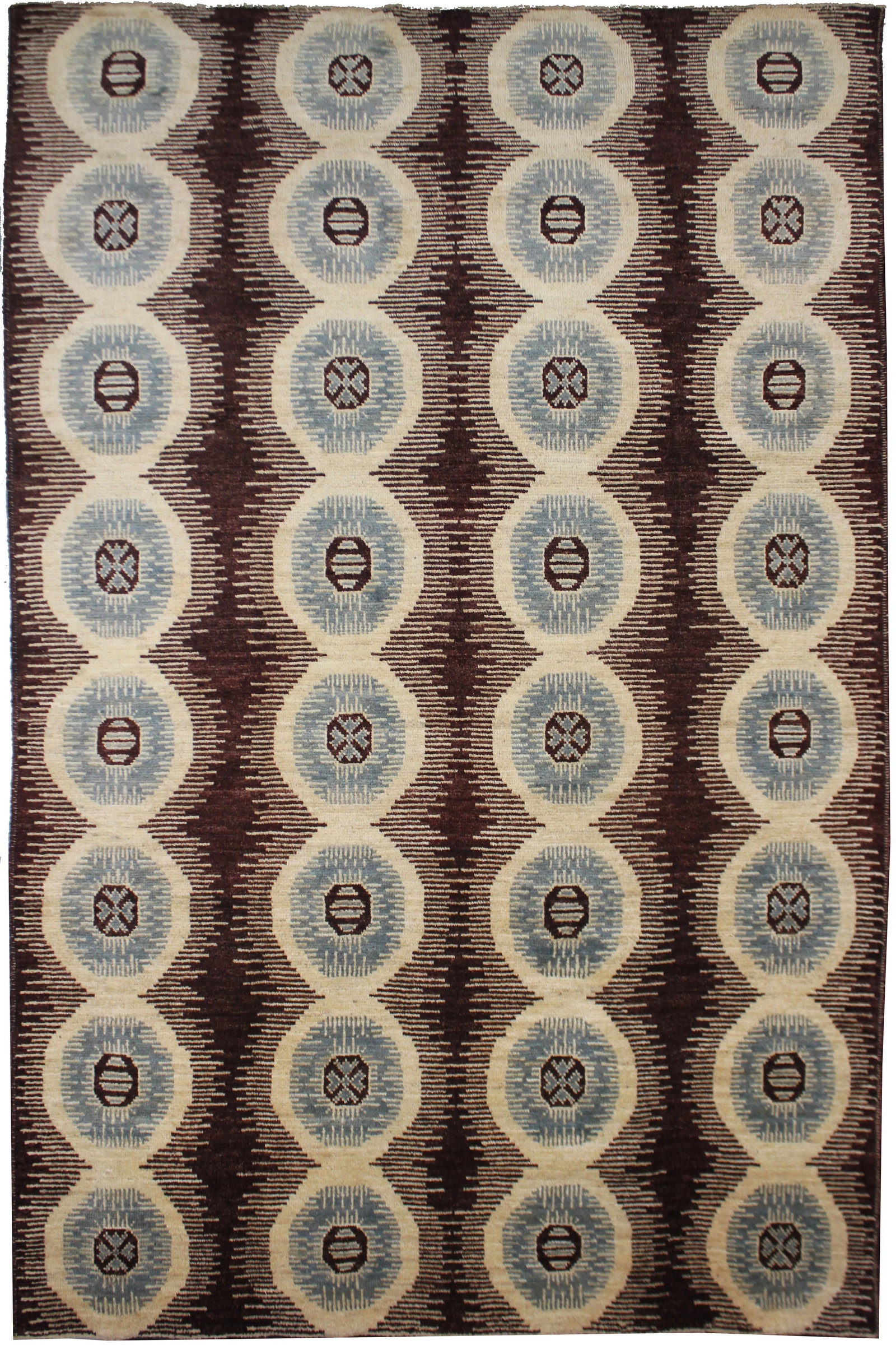 Contemporary Hand-Knotted Ikat Rug - 9'1'' * 12'5'' - 5