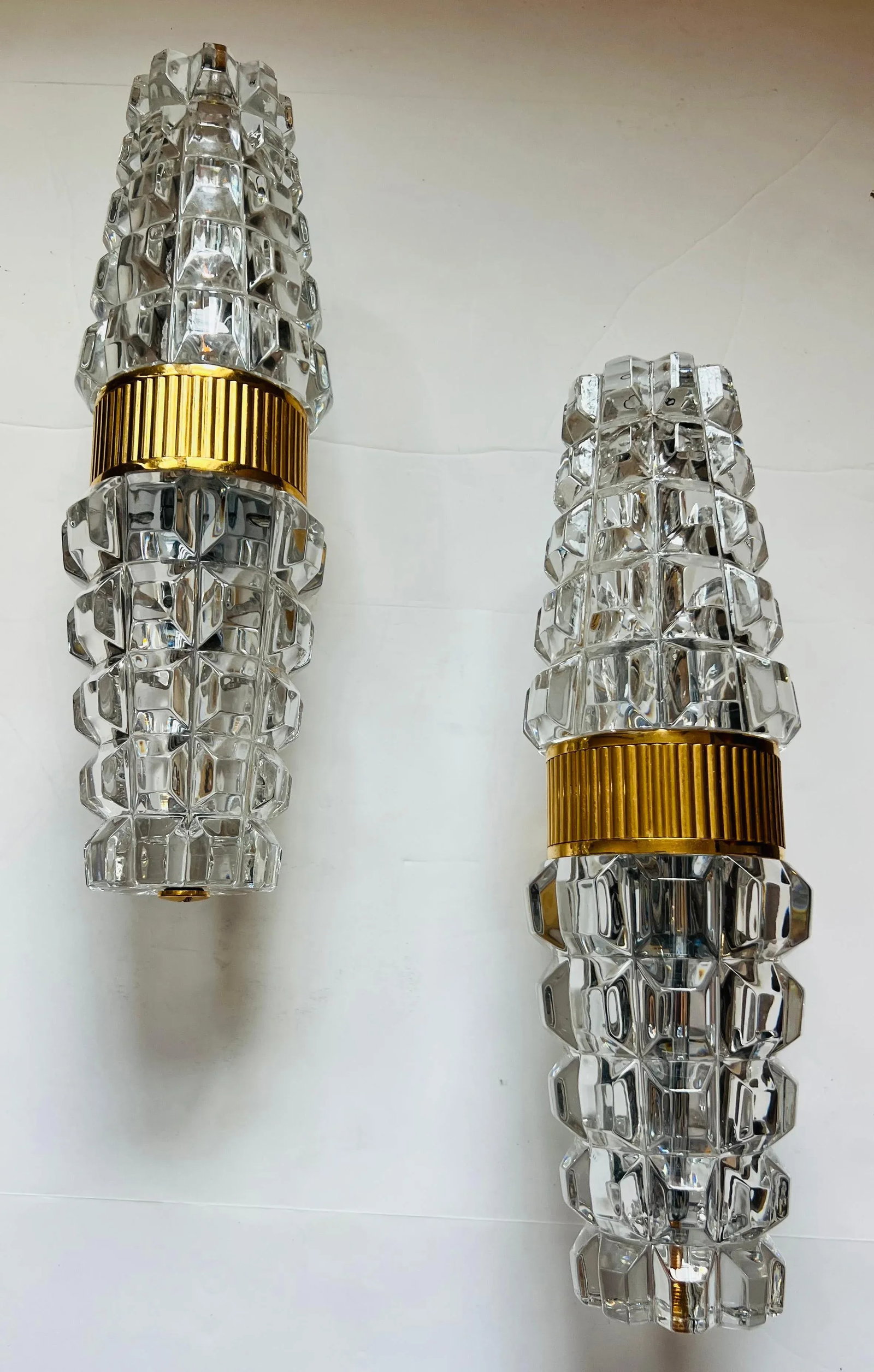 Large Austrian 1980 Kolarz gold Crystal Wall Lamps - A Pair - 10