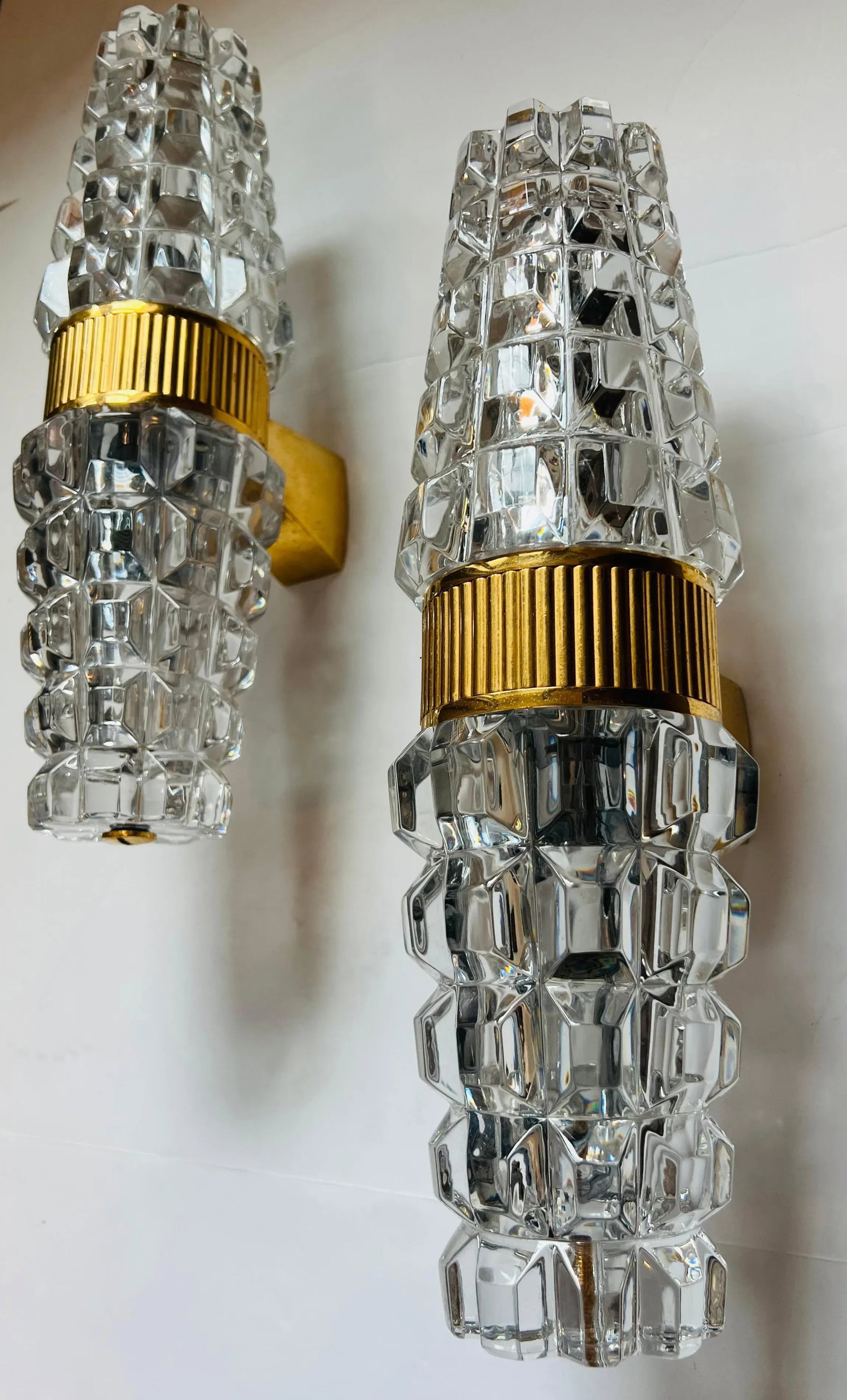 Large Austrian 1980 Kolarz gold Crystal Wall Lamps - A Pair - 12