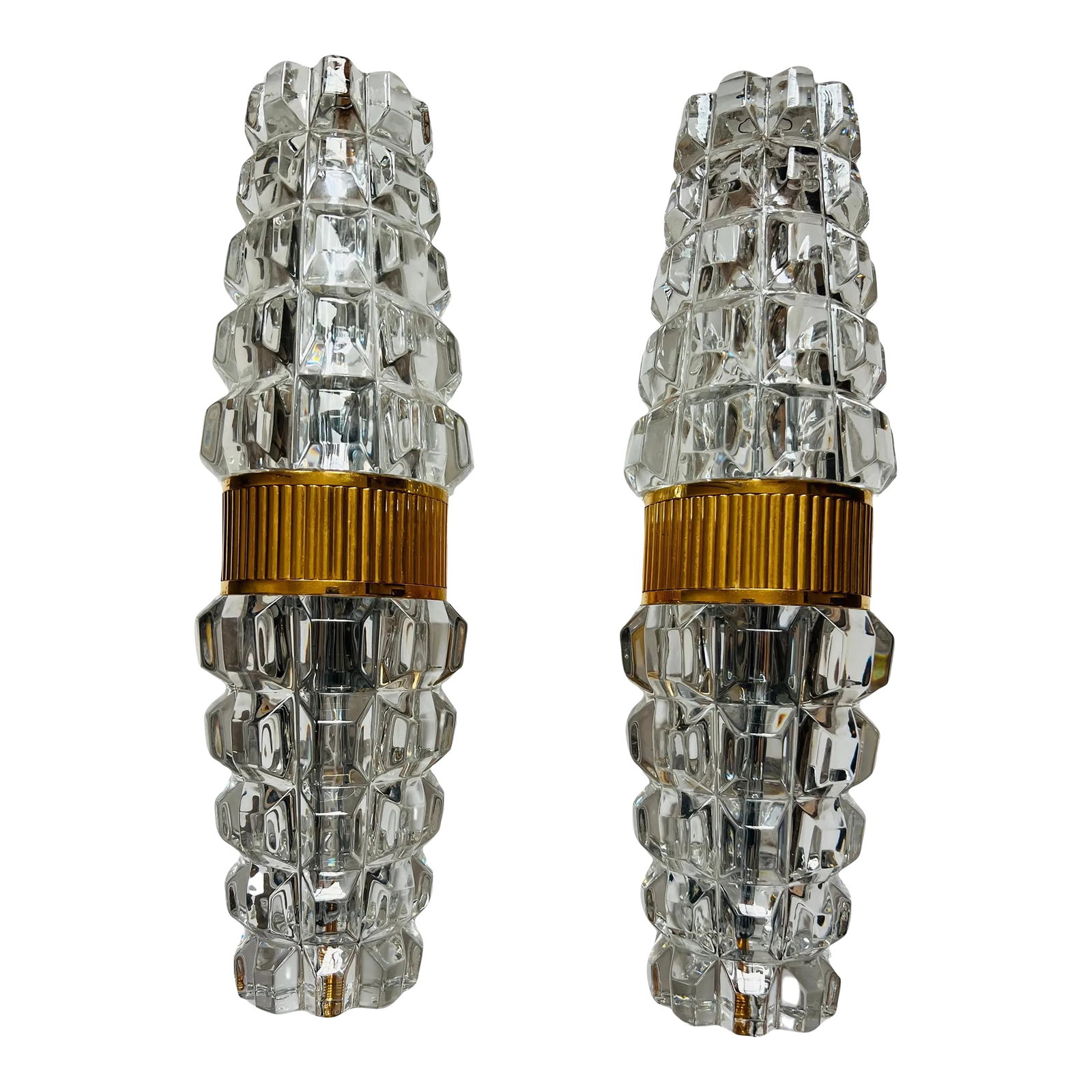 Large Austrian 1980 Kolarz gold Crystal Wall Lamps - A Pair (1 of 12)