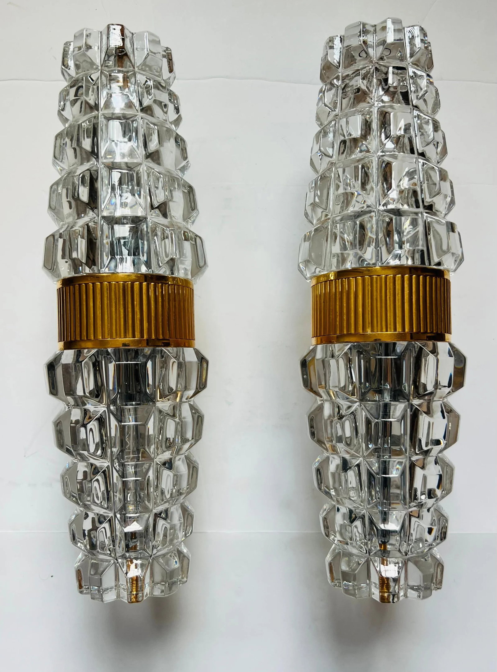 Large Austrian 1980 Kolarz gold Crystal Wall Lamps - A Pair - 3