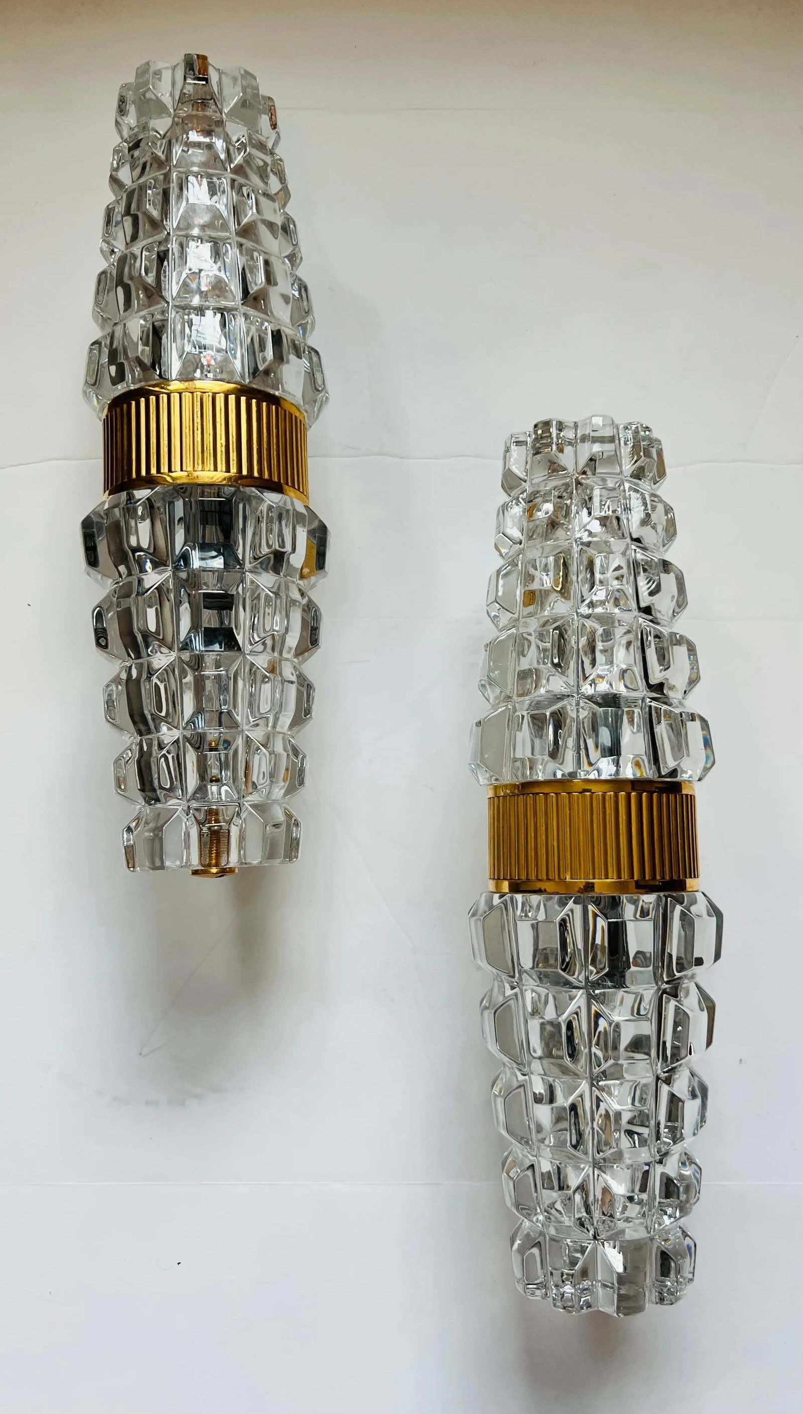 Large Austrian 1980 Kolarz gold Crystal Wall Lamps - A Pair - 5