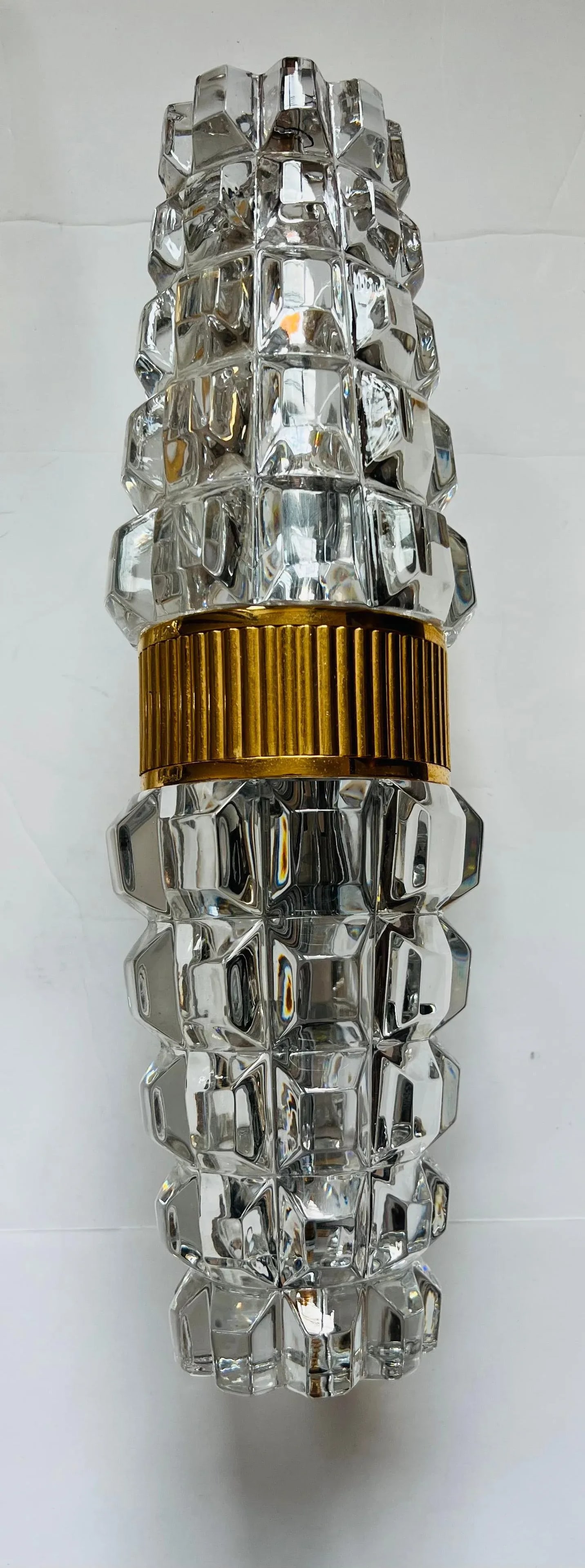Large Austrian 1980 Kolarz gold Crystal Wall Lamps - A Pair - 6