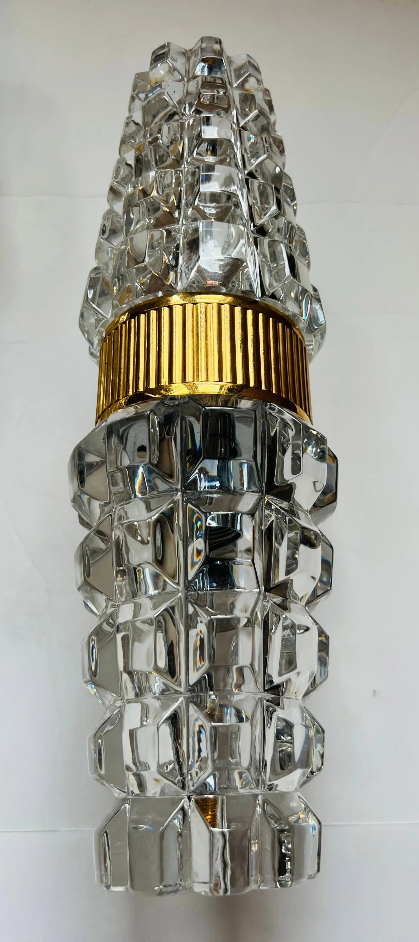 Large Austrian 1980 Kolarz gold Crystal Wall Lamps - A Pair - 7