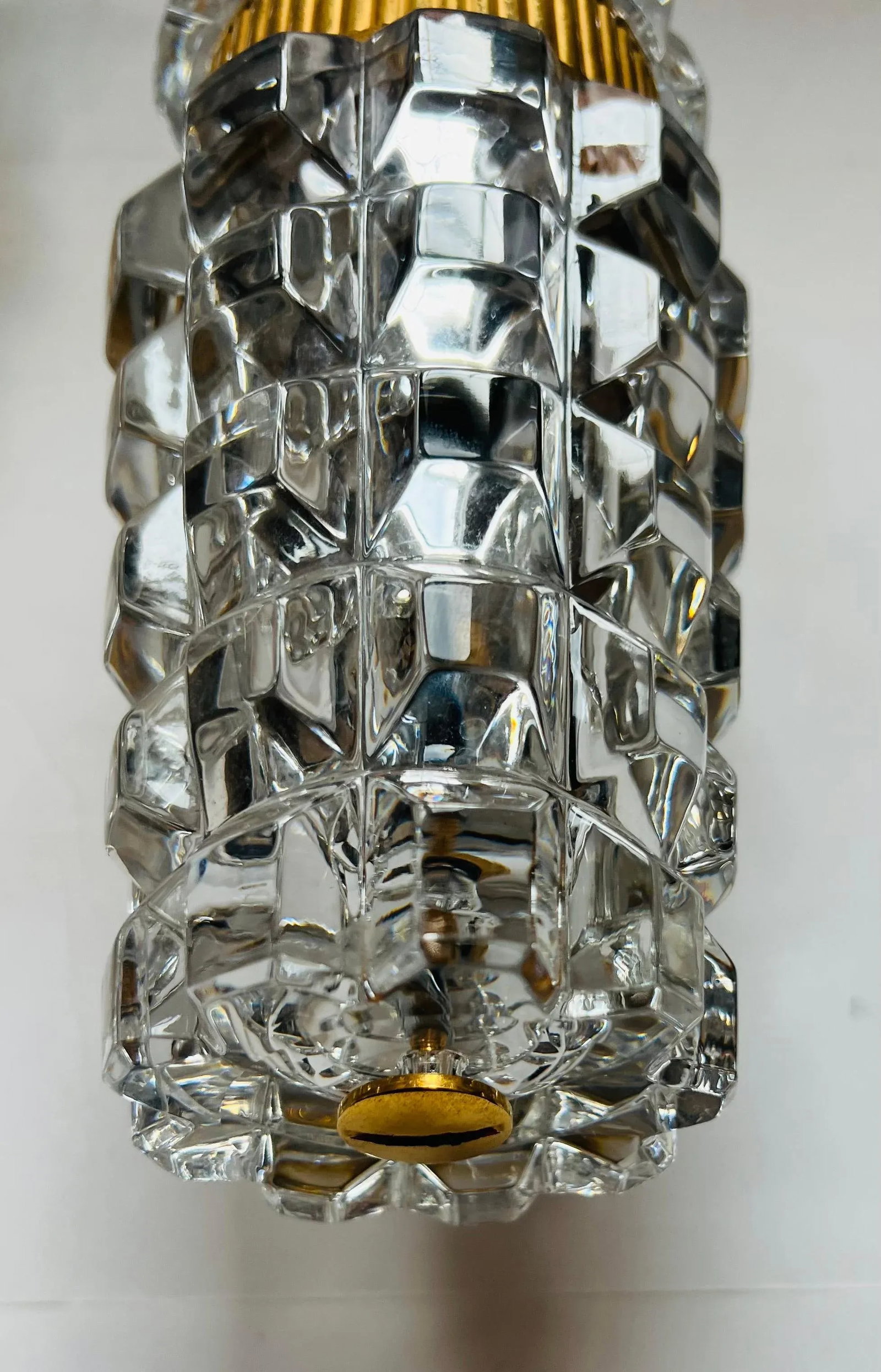 Large Austrian 1980 Kolarz gold Crystal Wall Lamps - A Pair - 8