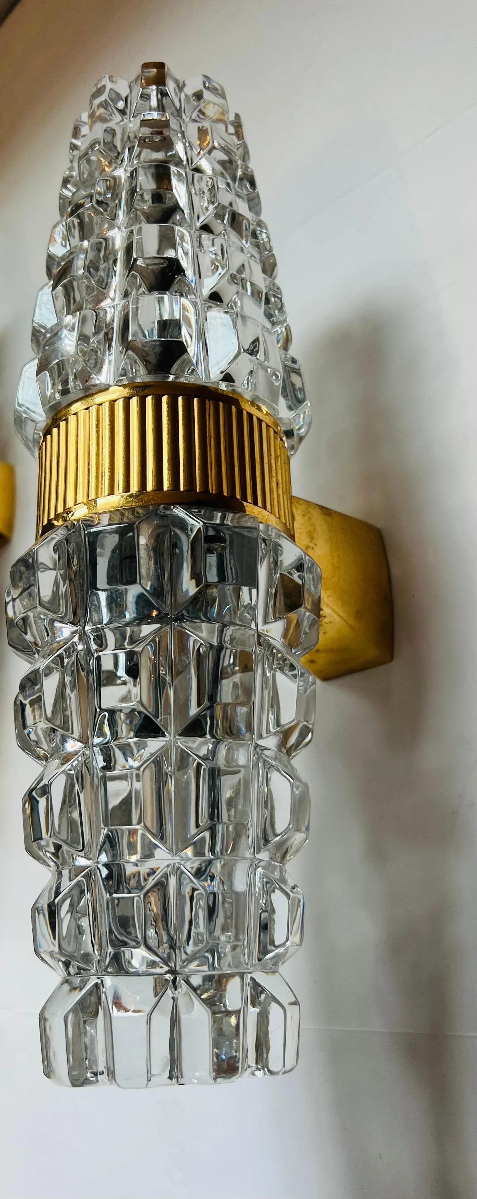 Large Austrian 1980 Kolarz gold Crystal Wall Lamps - A Pair - 9