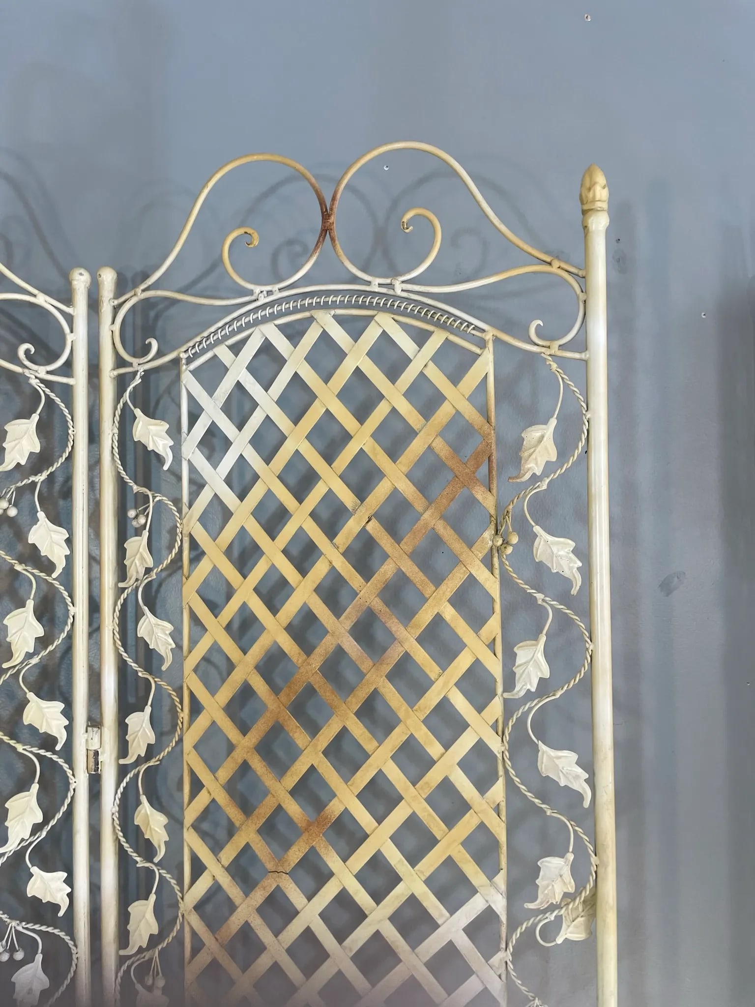 Set of 2 Wrought Iron Tri Fold Screen Room Divider Folding Set Pair - 3