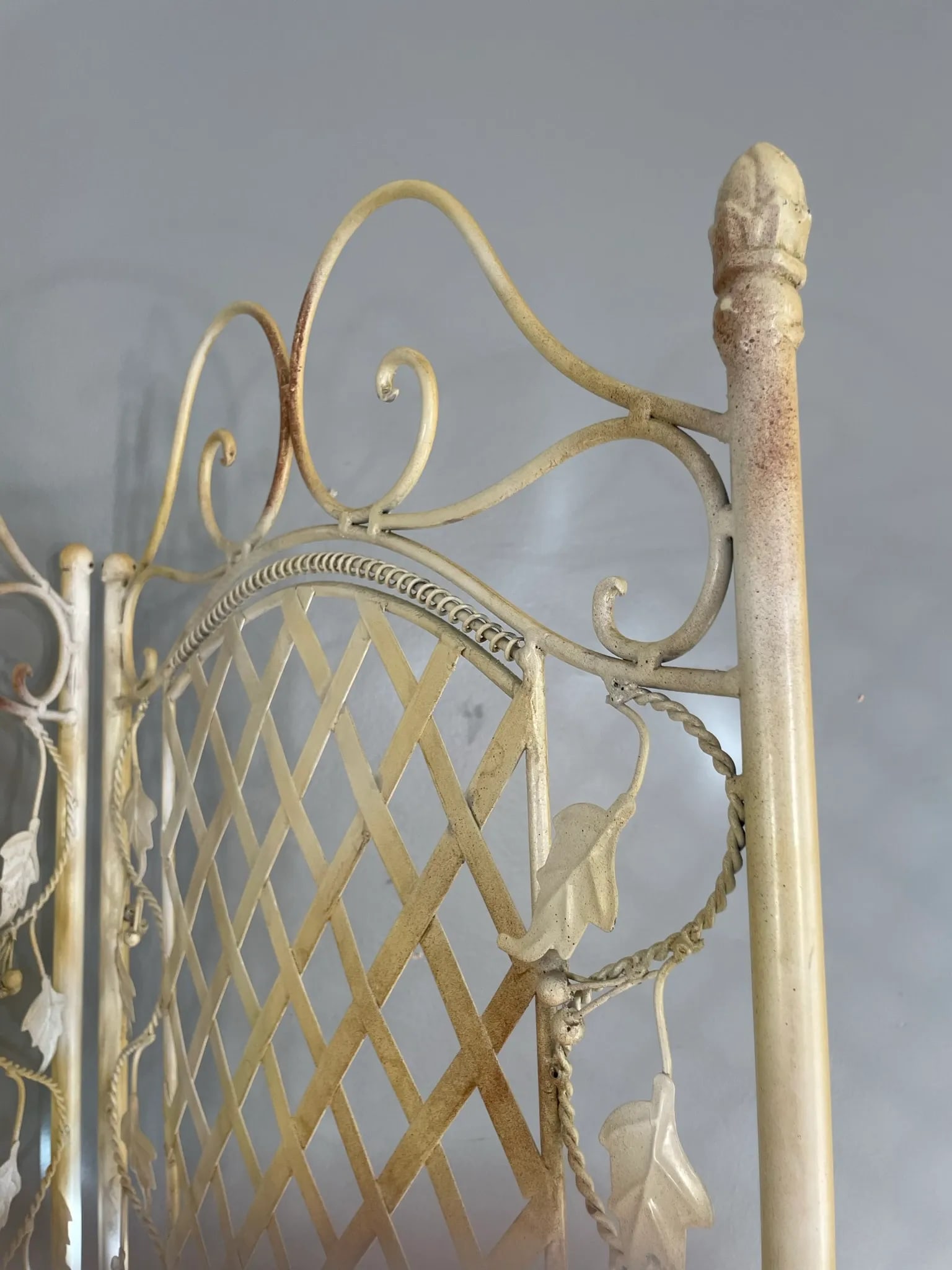 Set of 2 Wrought Iron Tri Fold Screen Room Divider Folding Set Pair - 4
