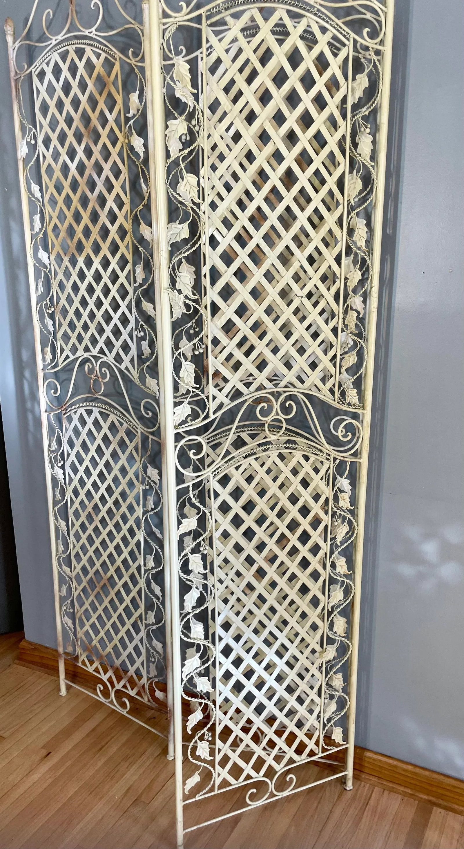 Set of 2 Wrought Iron Tri Fold Screen Room Divider Folding Set Pair - 7