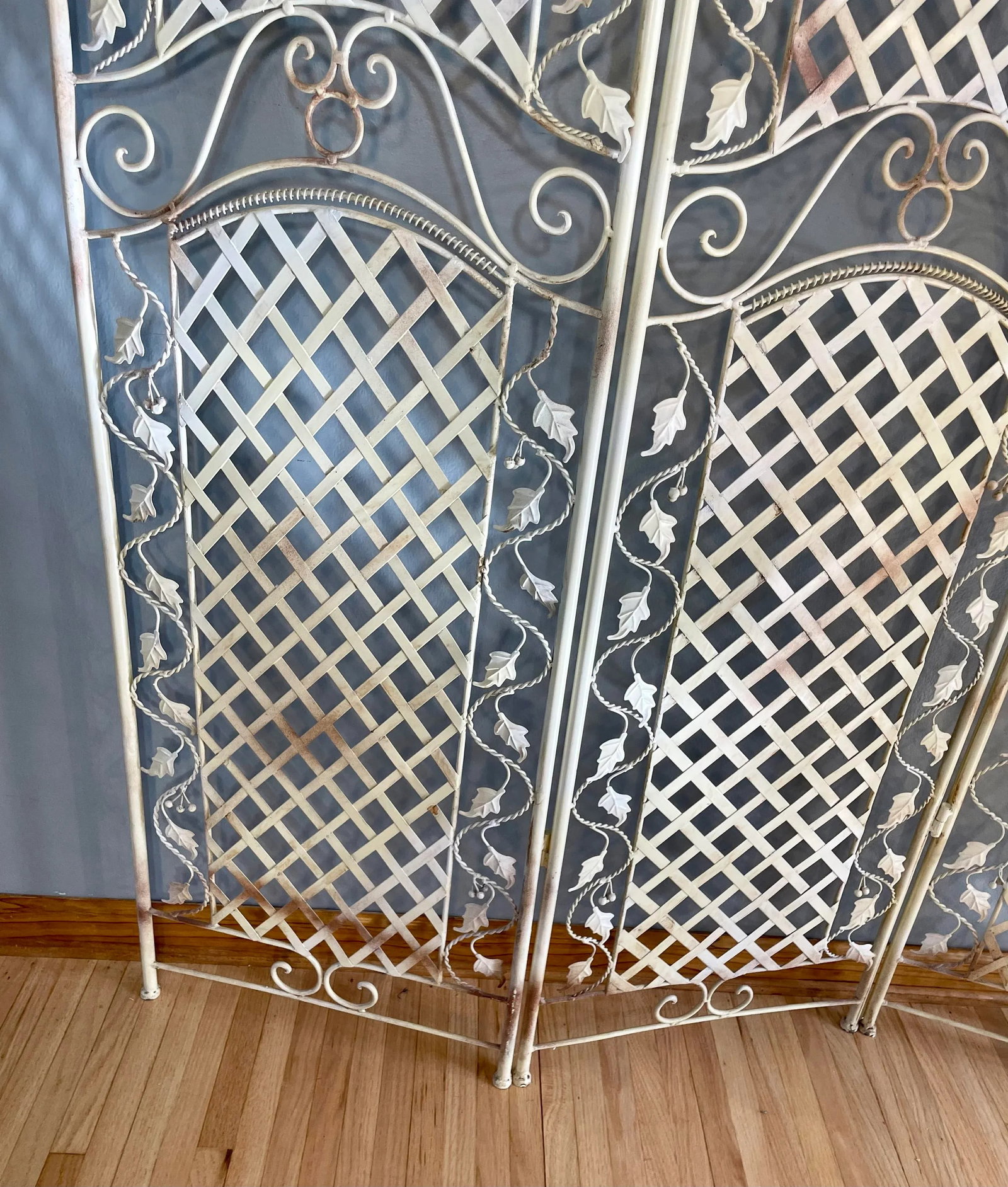 Set of 2 Wrought Iron Tri Fold Screen Room Divider Folding Set Pair - 8