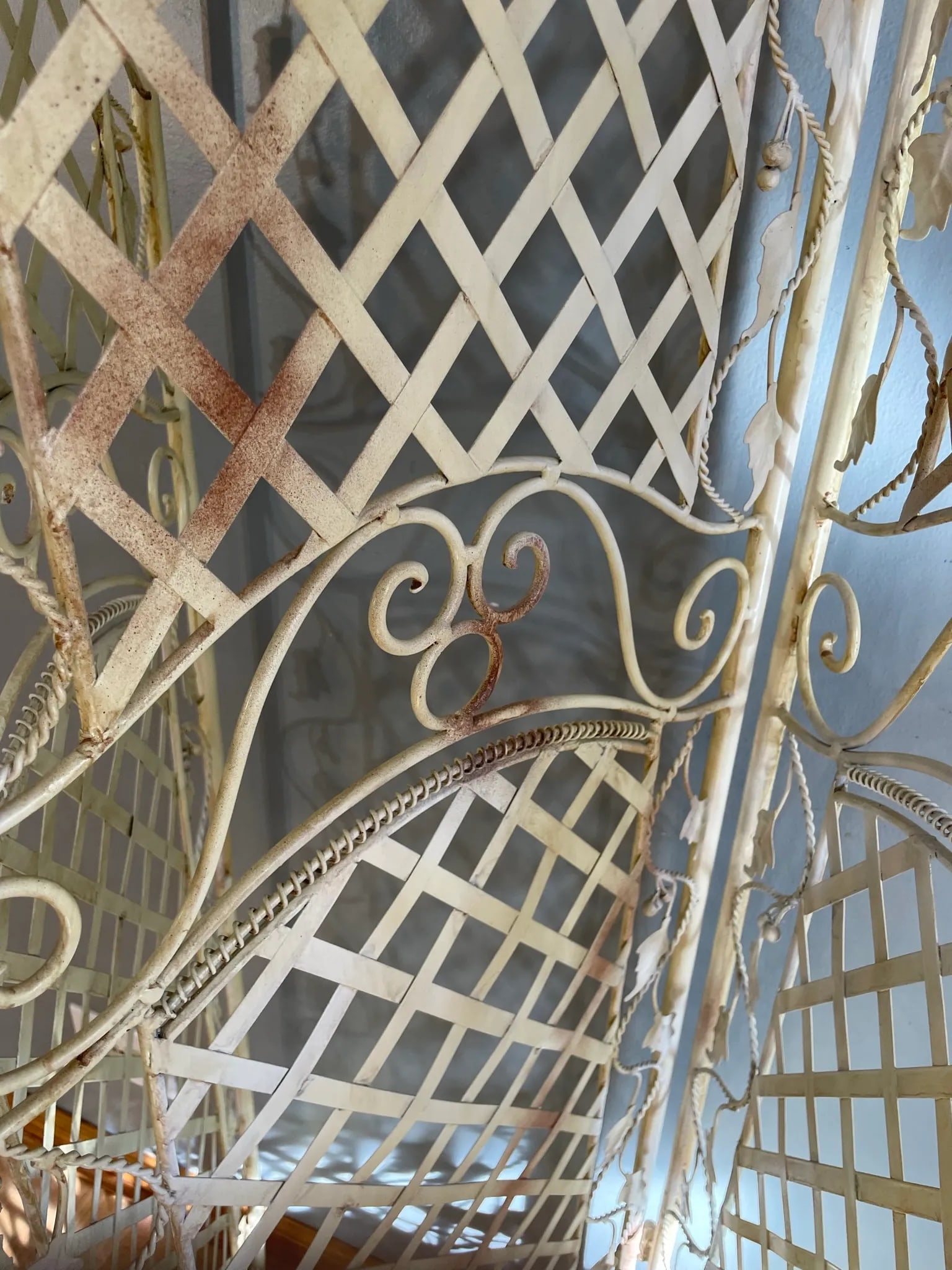 Set of 2 Wrought Iron Tri Fold Screen Room Divider Folding Set Pair - 9