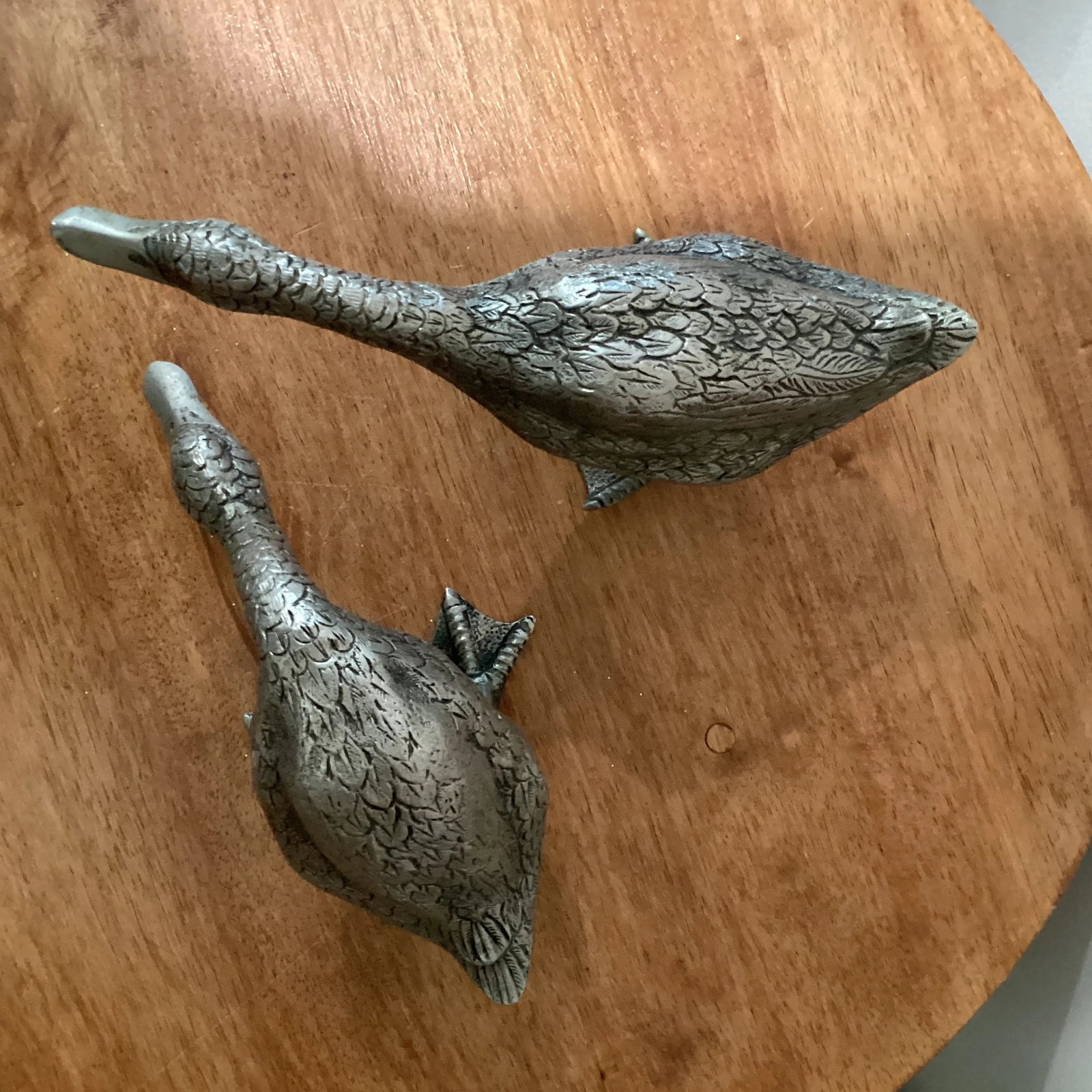 Antique 20th Century Gucci Silver Plated "Ducks Pair" Sculptures, Florence Italy - 11