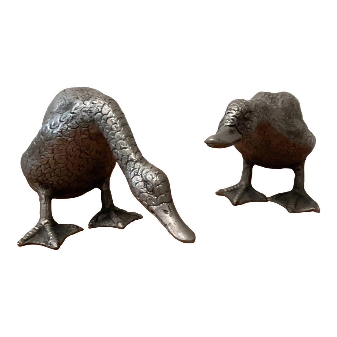 Antique 20th Century Gucci Silver Plated "Ducks Pair" Sculptures, Florence Italy: Antique Gucci Silver Plated "Ducks Pair" Sculptures 20th Century Florence Italy Great addition to any room decor. Rare find Condition: Alterations: Original Condition Unaltered Imperfections: Some Imp