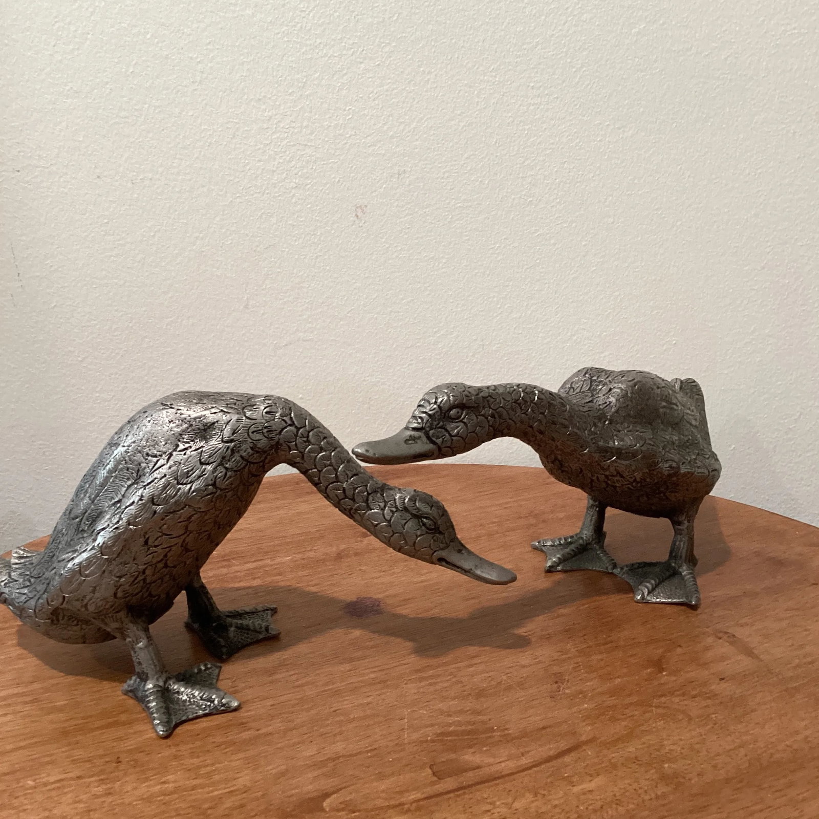 Antique 20th Century Gucci Silver Plated "Ducks Pair" Sculptures, Florence Italy - 3