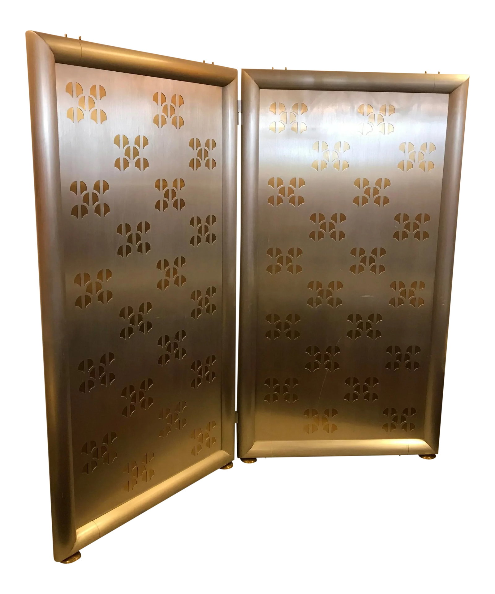 Pierced-Cut Aluminum and Brass, 2 Panel Folding Sceen (1 of 9)