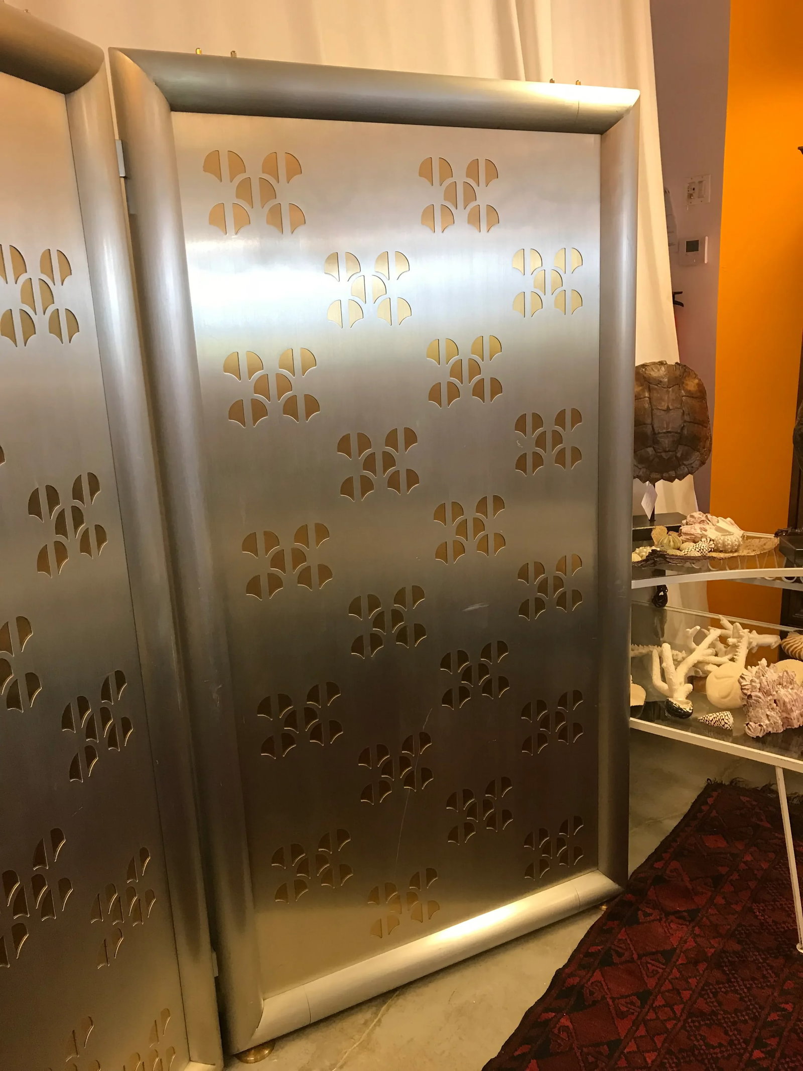 Pierced-Cut Aluminum and Brass, 2 Panel Folding Sceen - 5