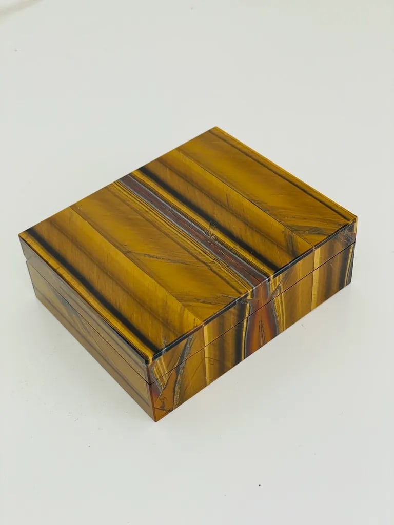 1960's Italian Tiger Eye Lapidary Box - 11