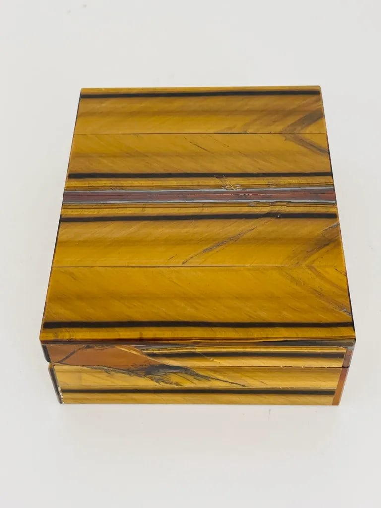 1960's Italian Tiger Eye Lapidary Box - 9