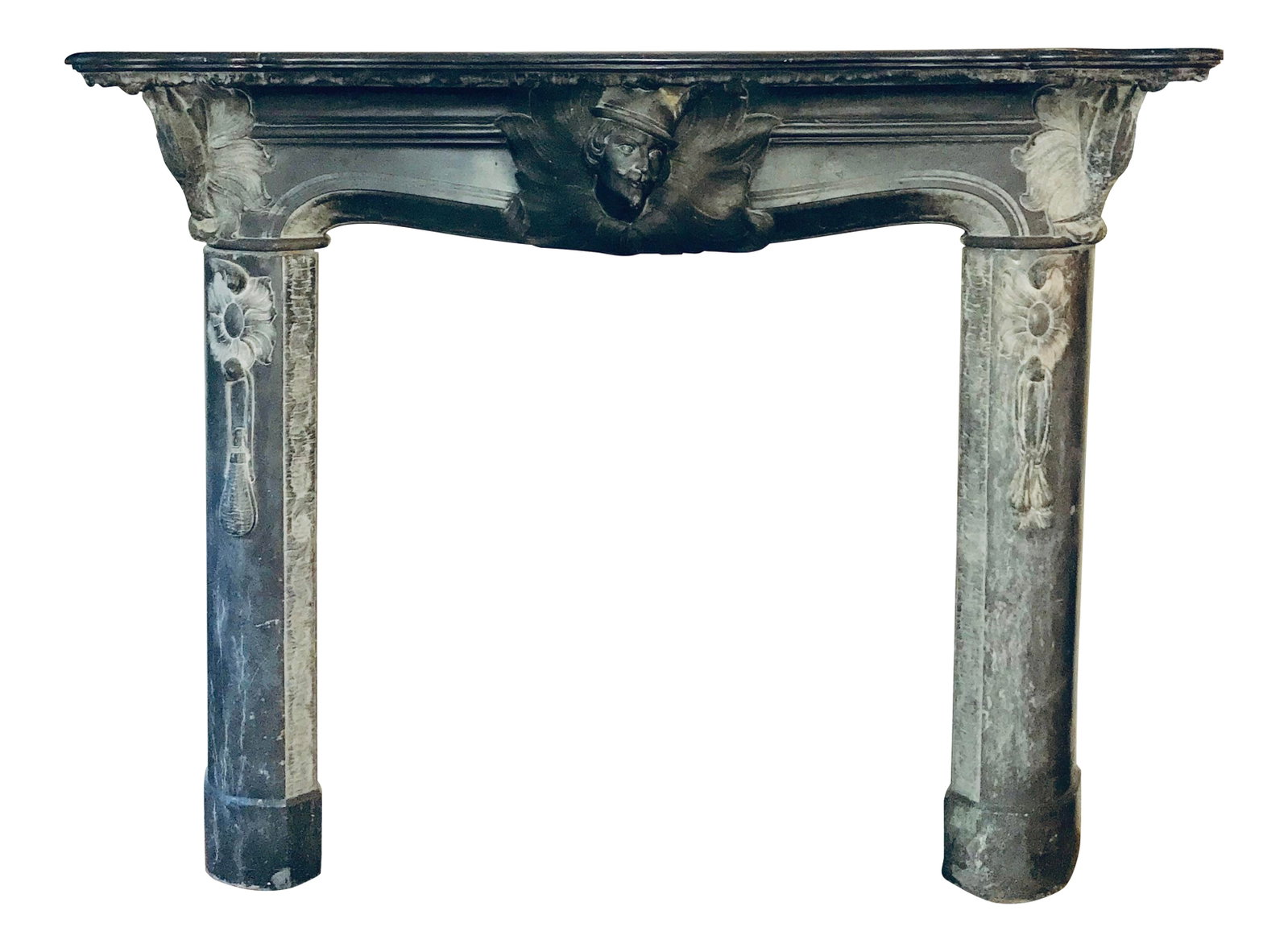Early 20th C. Austrian Hunting Black Slate Mantel: Extraordinary antique Austrian hunting black slate mantle piece fireplace Condition: Alterations: Original Condition Unaltered Imperfections: Some Imperfections Condition Notes: good condition