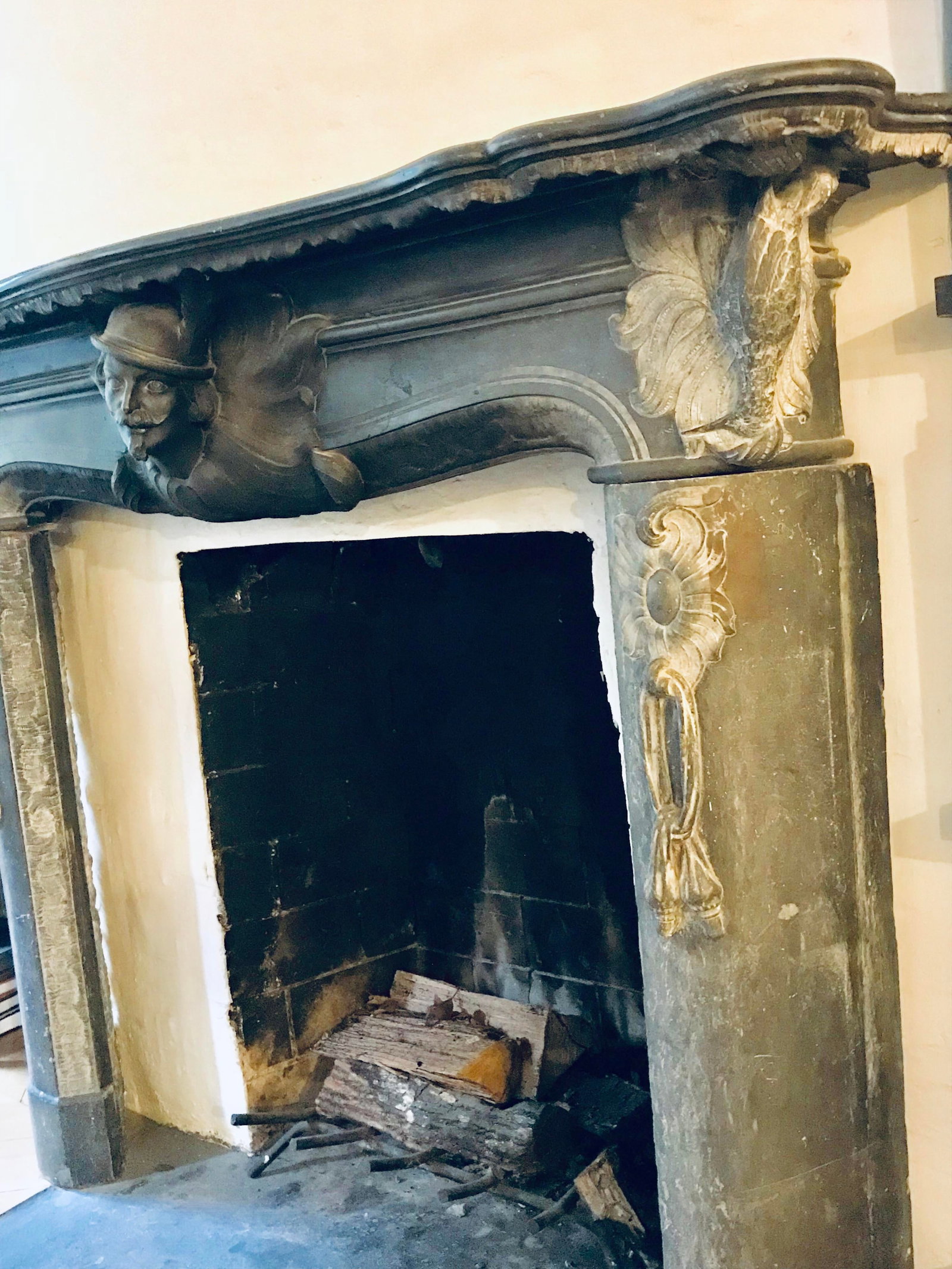 Early 20th C. Austrian Hunting Black Slate Mantel - 5