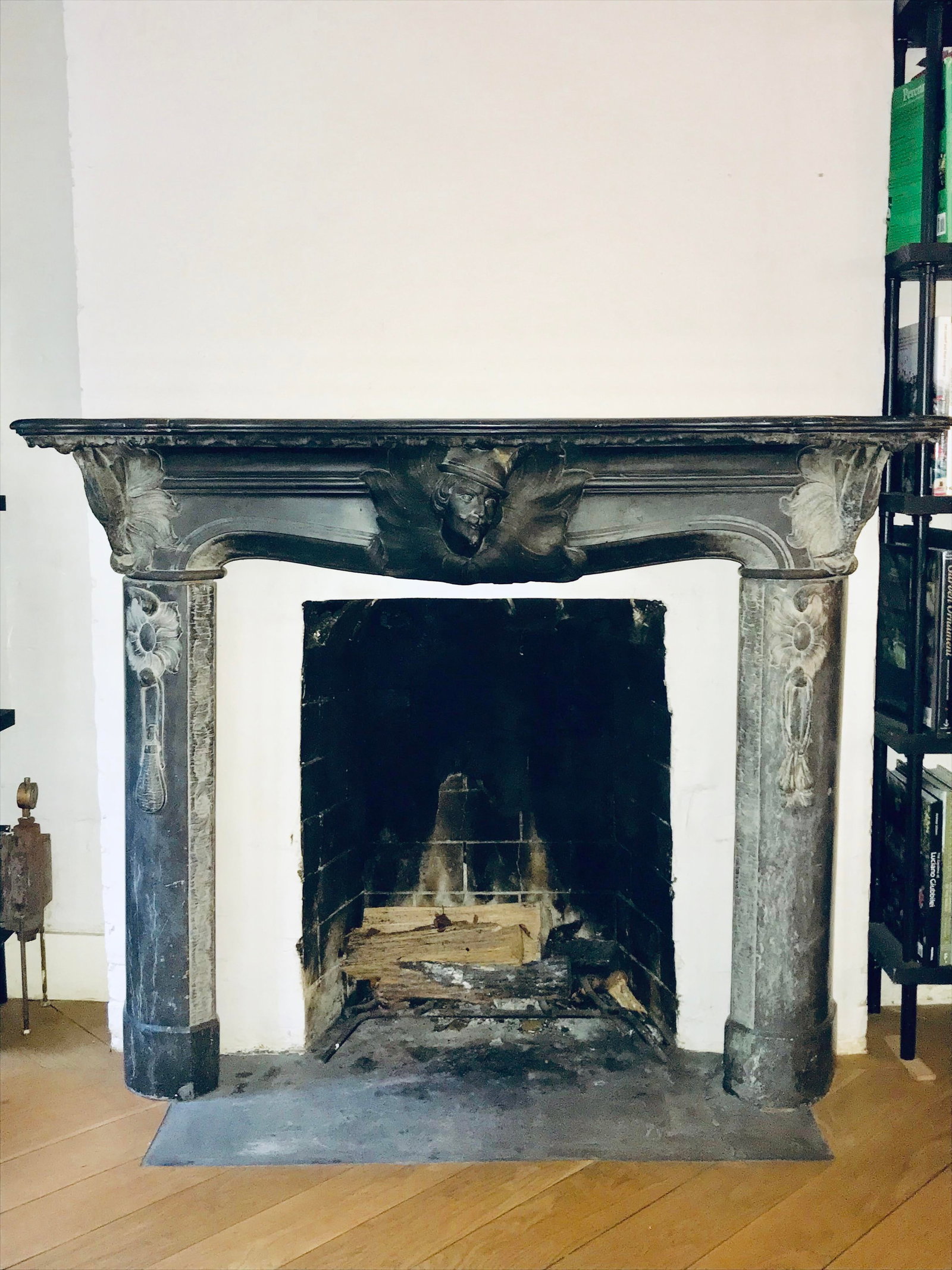 Early 20th C. Austrian Hunting Black Slate Mantel - 6