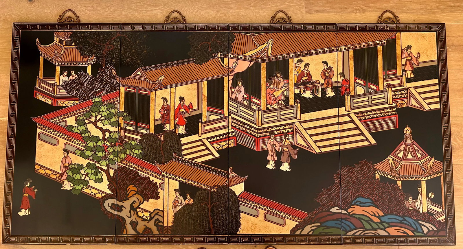 4-Panel Hand-Painted Asian Screen by Maitland-Smith, Ltd. Hong Kong - 5