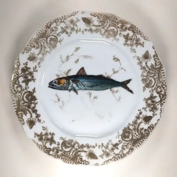 Cfh Gdm Haviland Limoges Fish Plates Hand Painted Set of 6 Gilt-Edge, 1882-1890 - 8