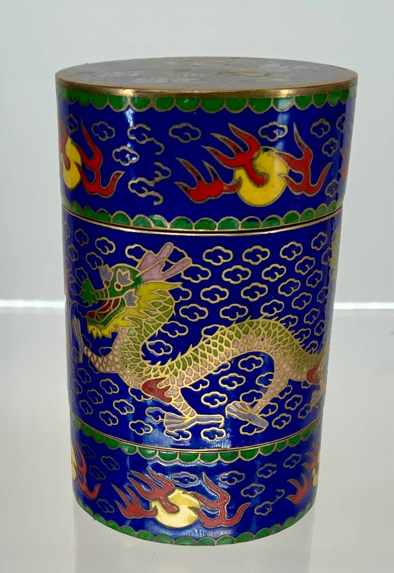 Vintage Chinese Cloisonne Jewelry Box With Dragons. - 2