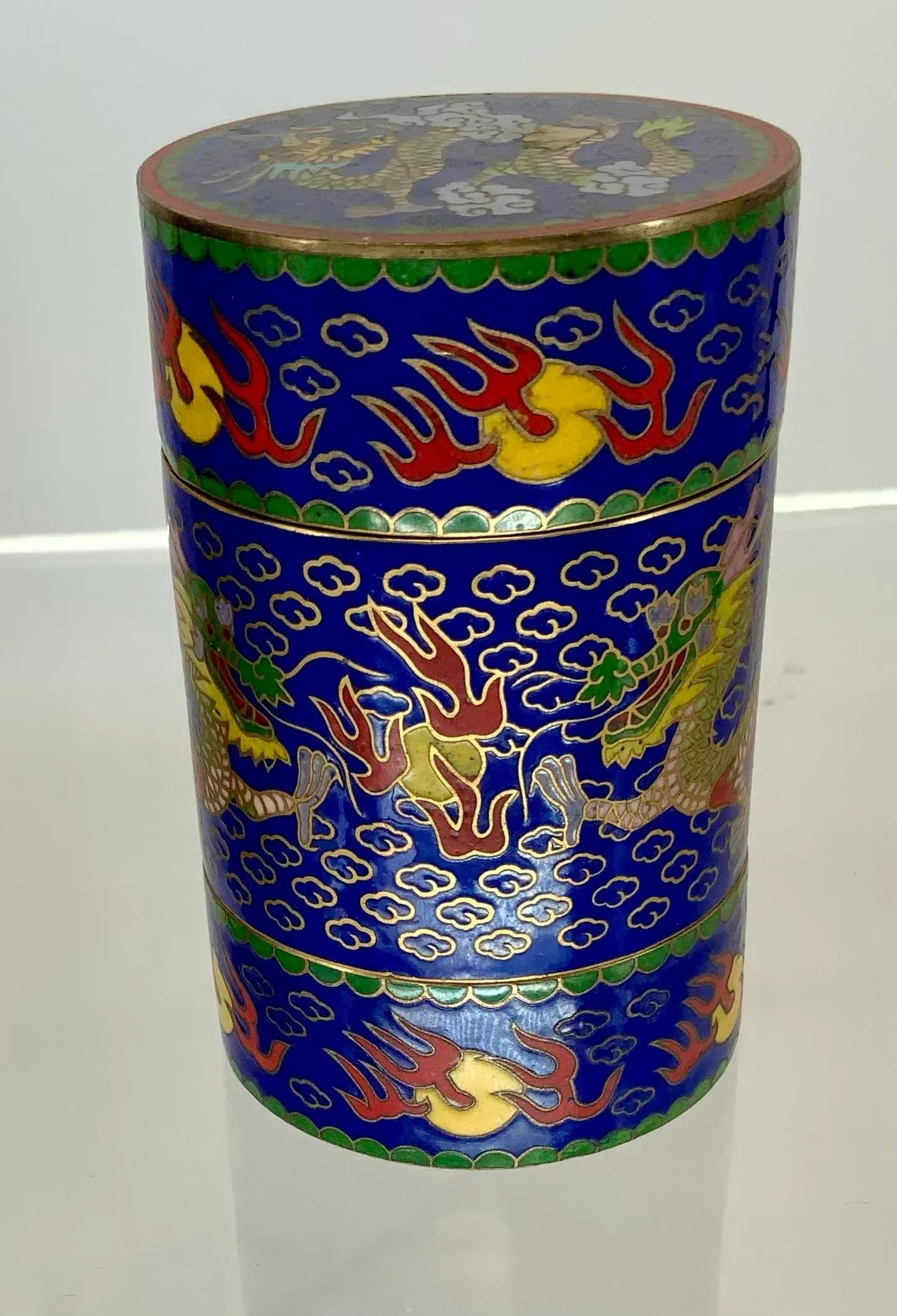 Vintage Chinese Cloisonne Jewelry Box With Dragons. - 6