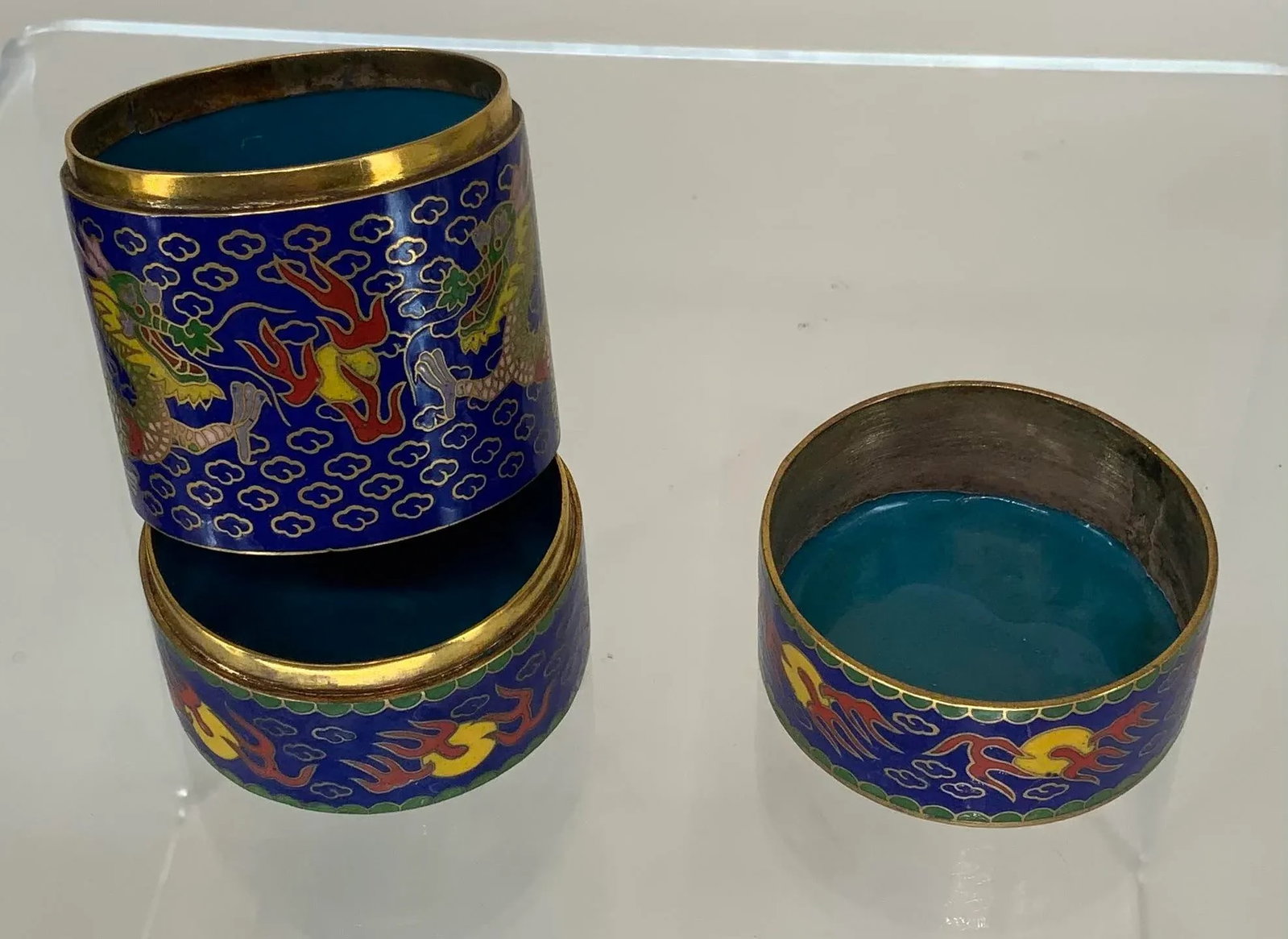 Vintage Chinese Cloisonne Jewelry Box With Dragons. - 7