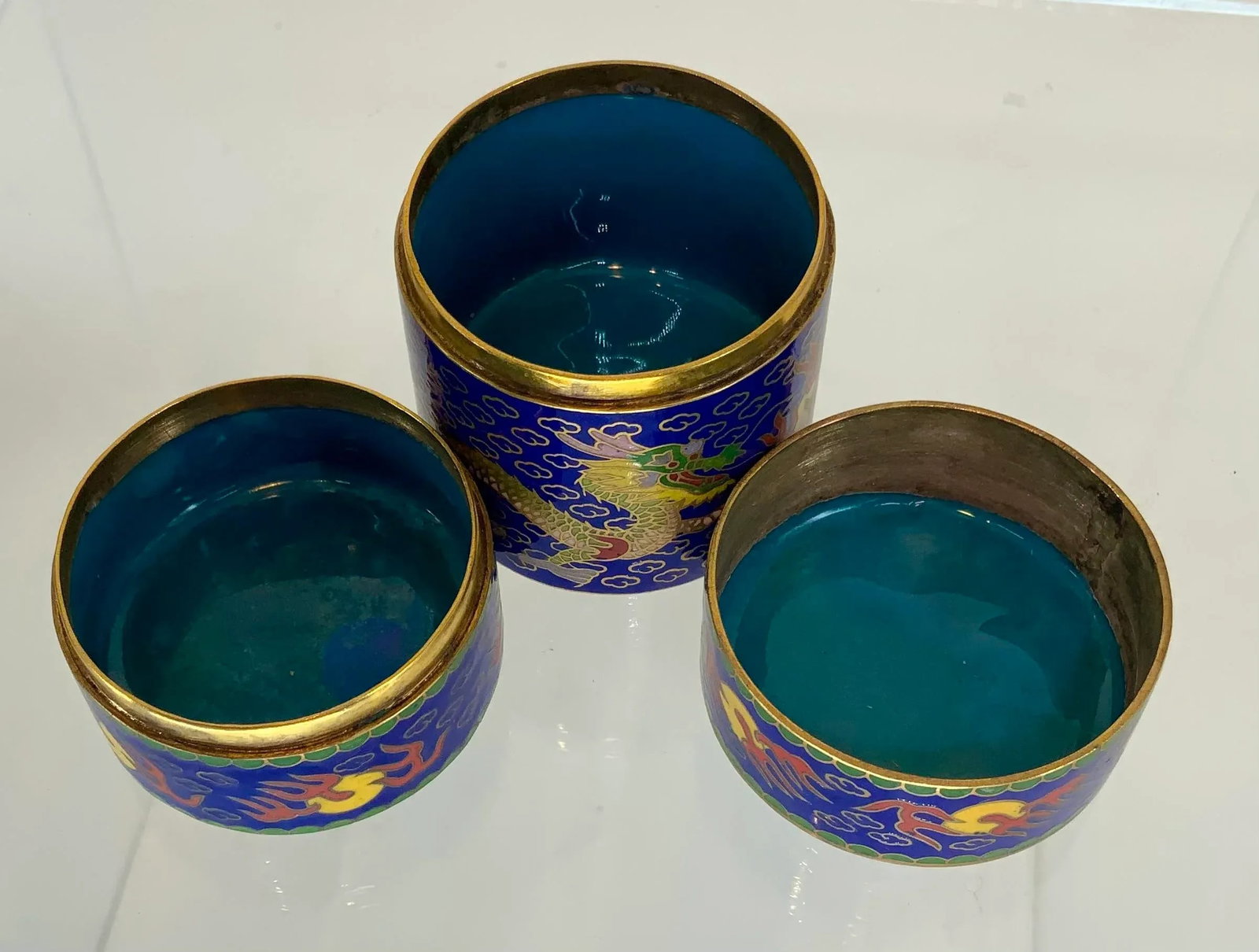 Vintage Chinese Cloisonne Jewelry Box With Dragons. - 8