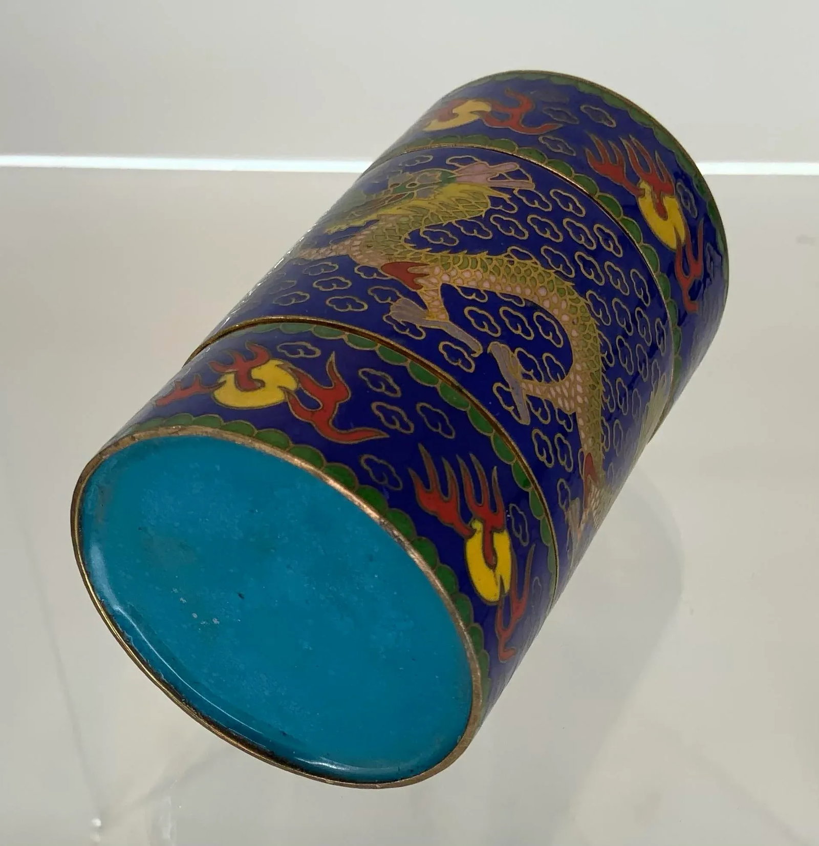 Vintage Chinese Cloisonne Jewelry Box With Dragons. - 9