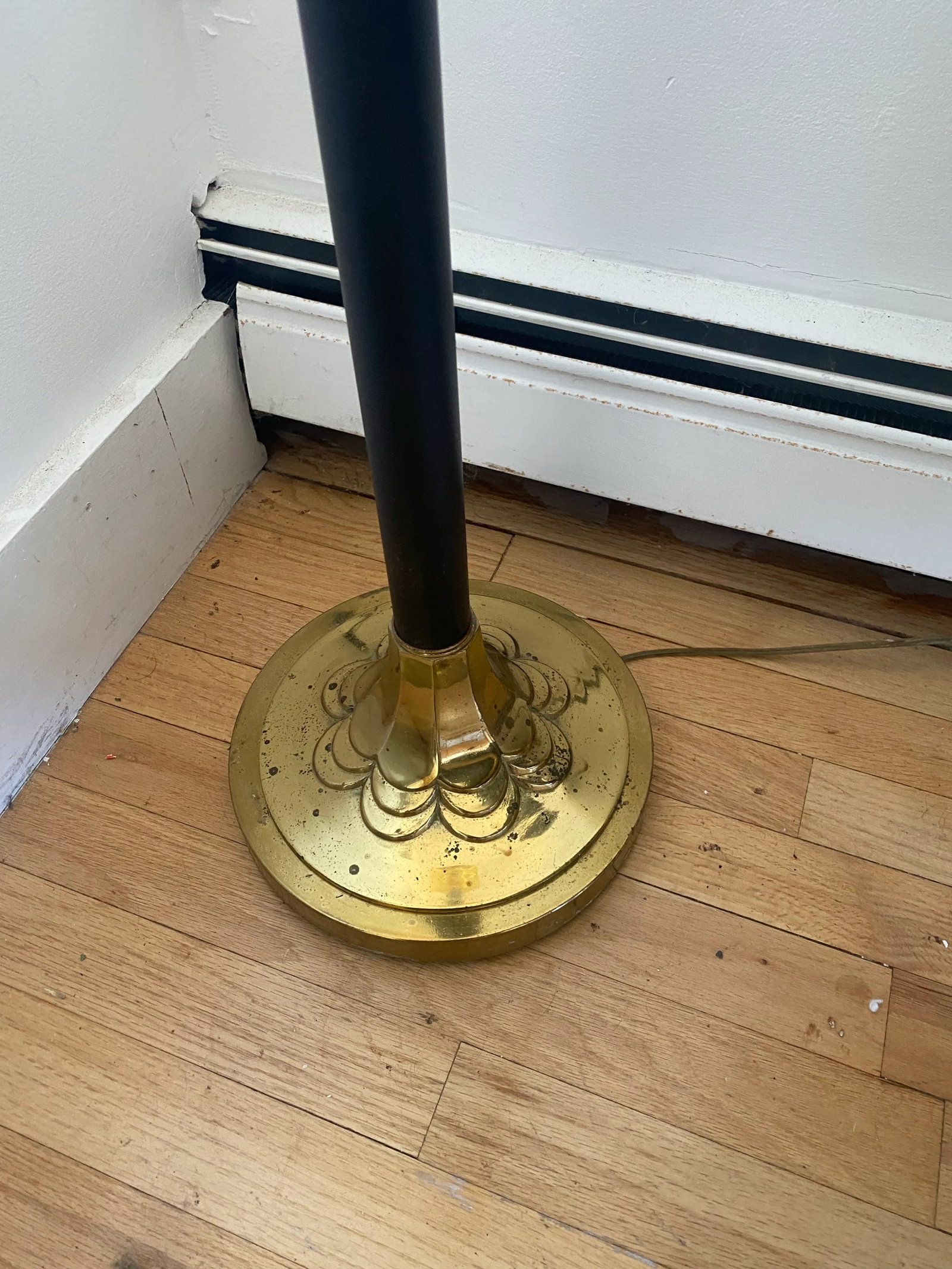 Vintage Mid Century Modern Black + Brass, Art Deco Floor Standing Lamp - 6