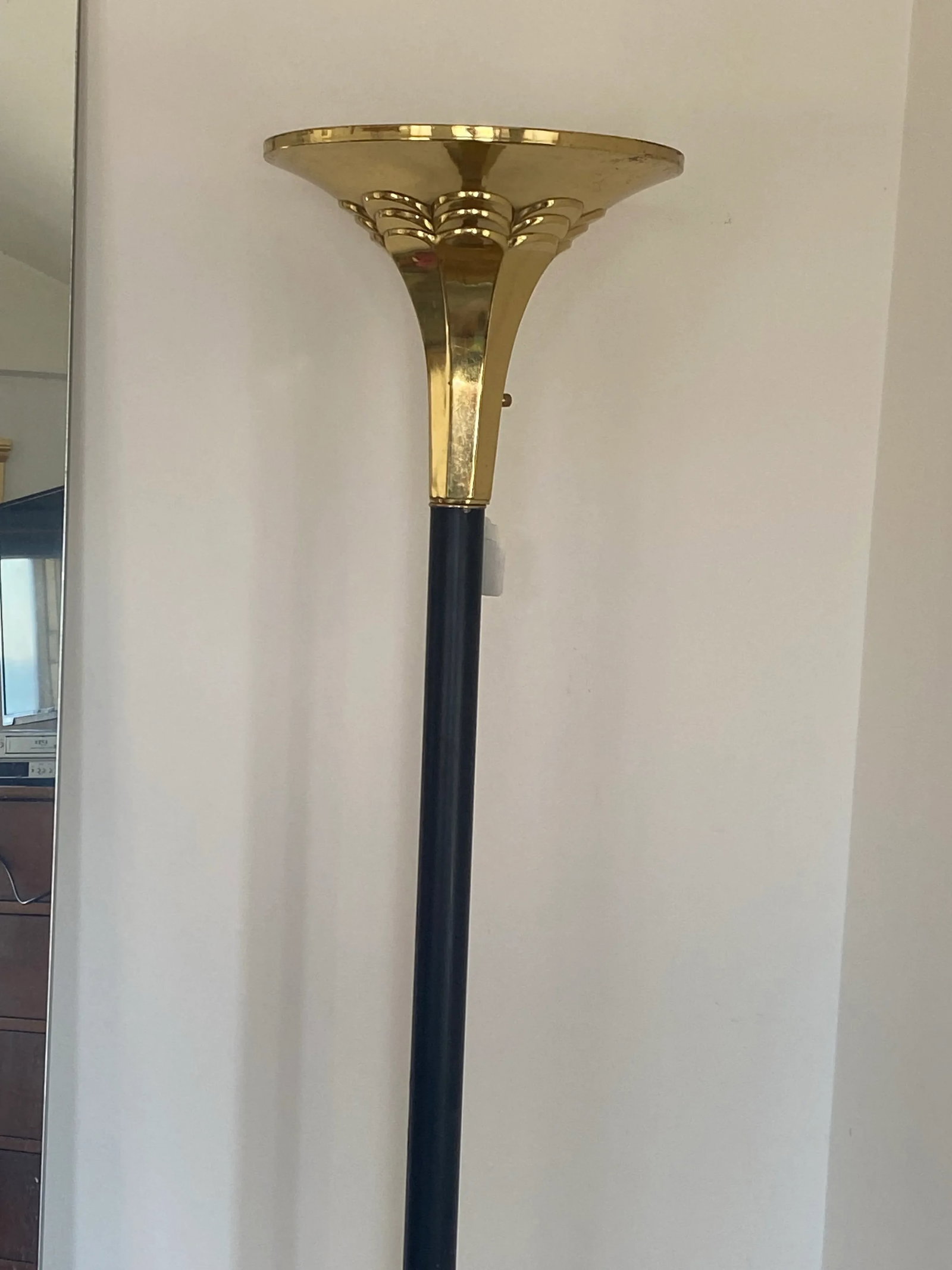 Vintage Mid Century Modern Black + Brass, Art Deco Floor Standing Lamp - 9