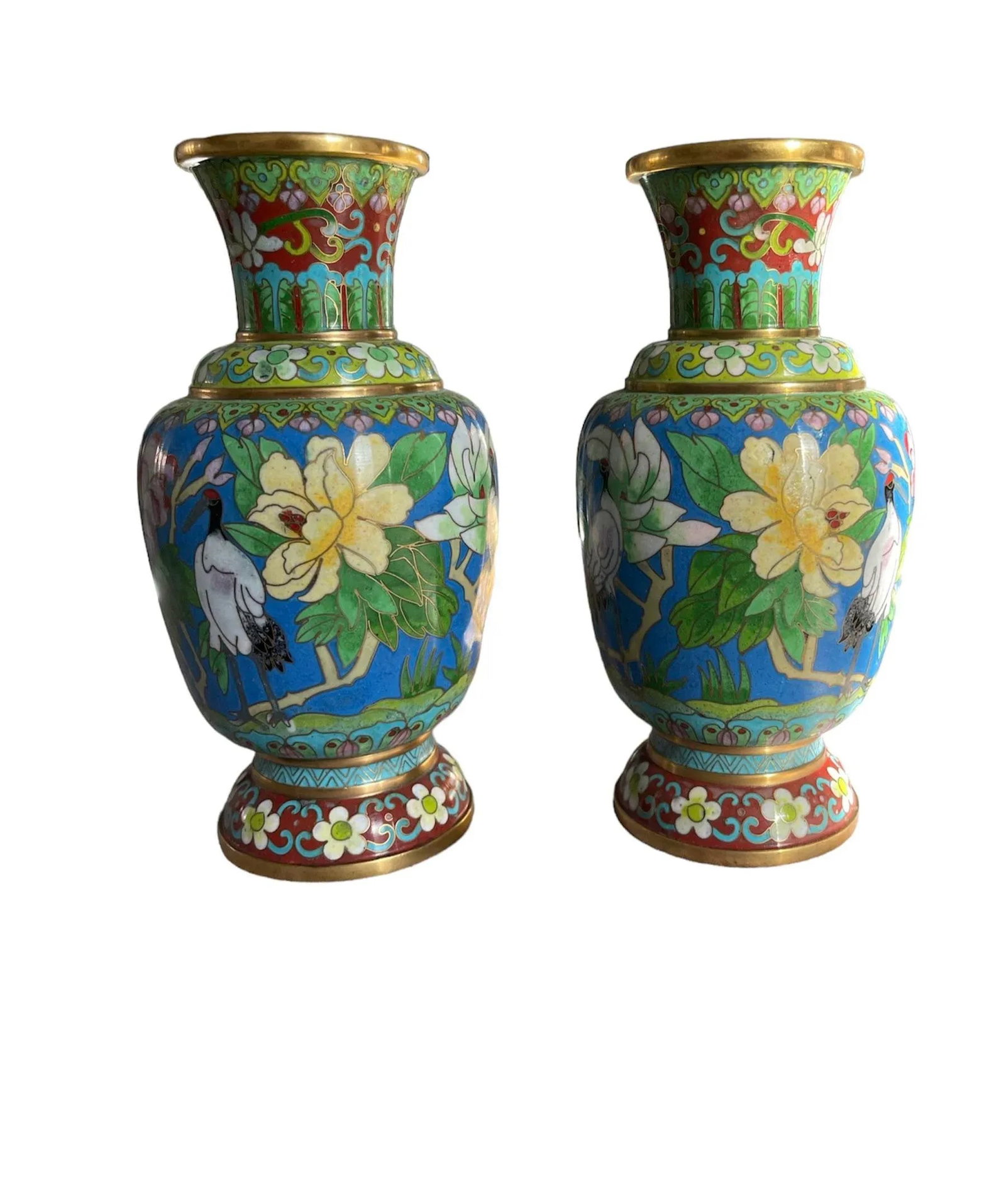 1950s Chinese Cloisonnsqrt(C) Vases - Set of 2 - 2